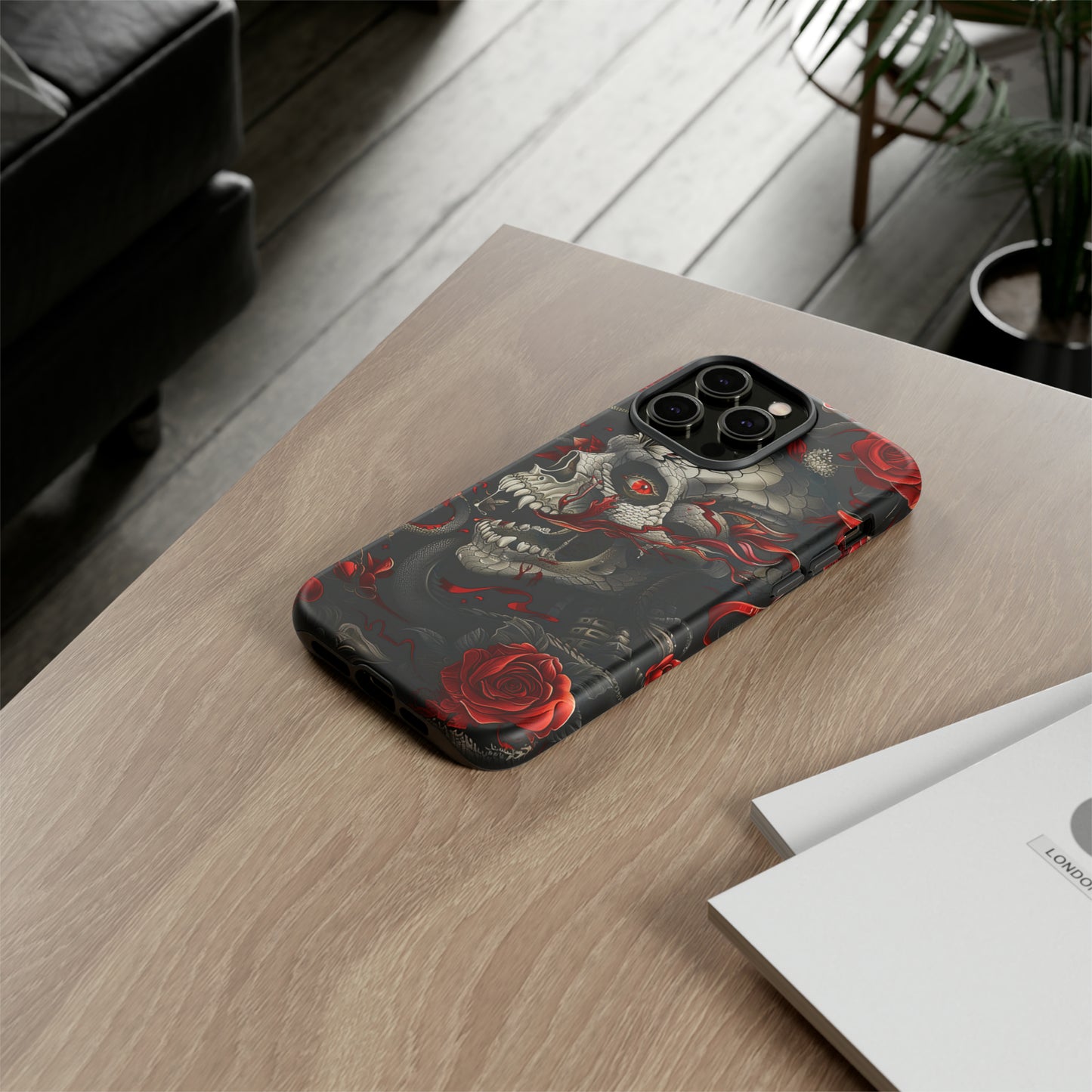 Tough Phone Case Skull and Rose 03