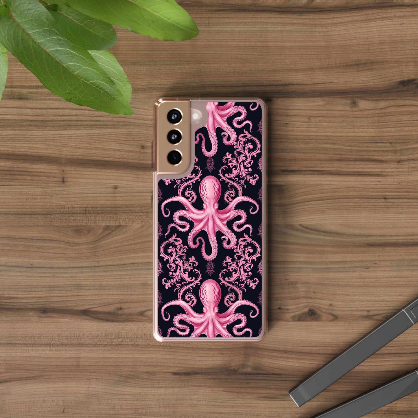 Clear Phone Cases Pink Octopus