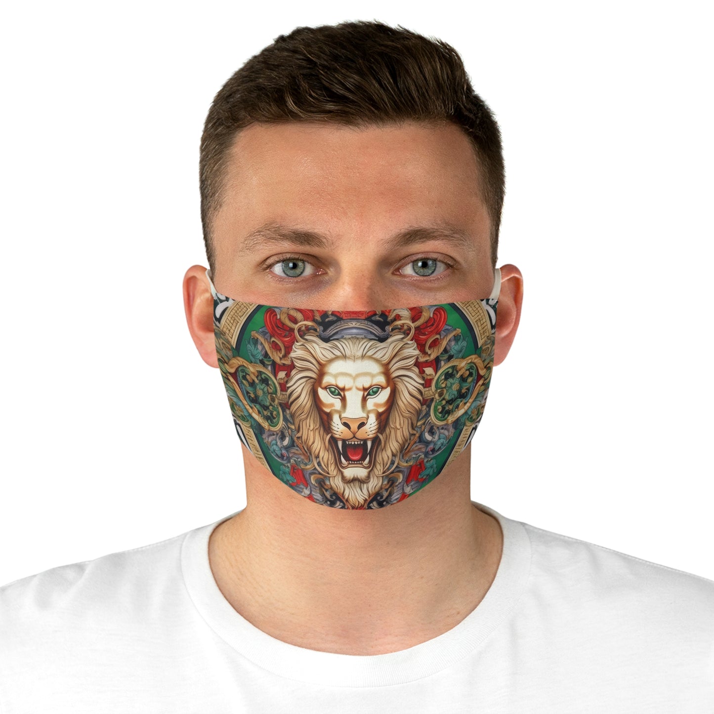 Fabric Face Mask Gold Lion Design