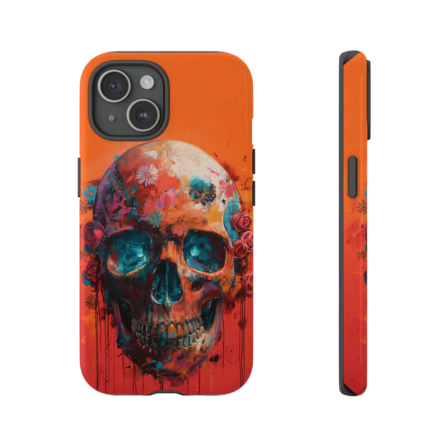 Tough Phone Case Orange Skull