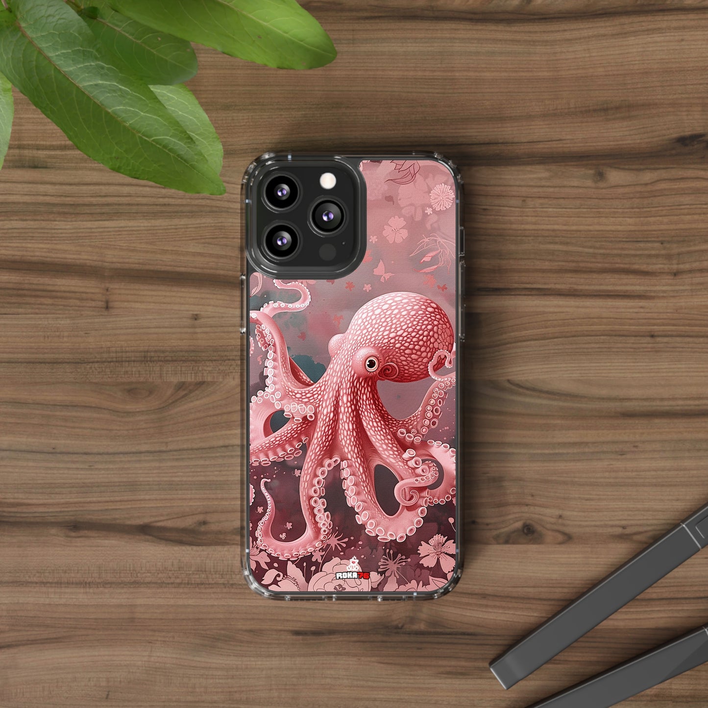 Clear Phone Cases Pink Octopus