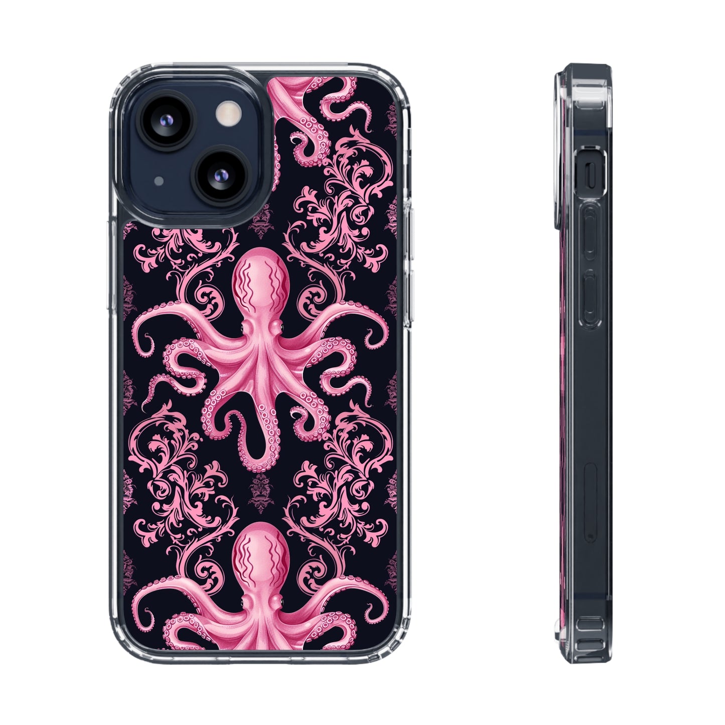 Clear Phone Cases Pink Octopus