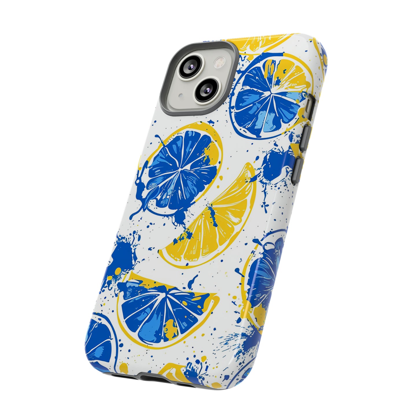 Tough Phone Case Lemon Blue and Yellow