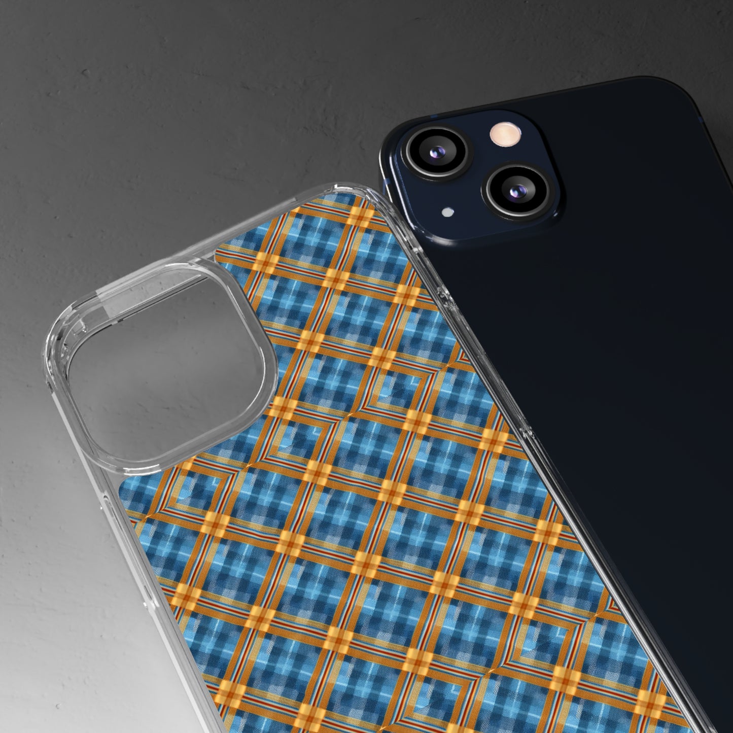 Clear Phone Cases Plaid Design