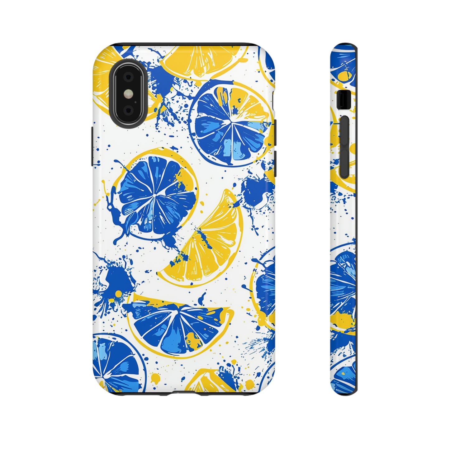 Tough Phone Case Lemon Blue and Yellow