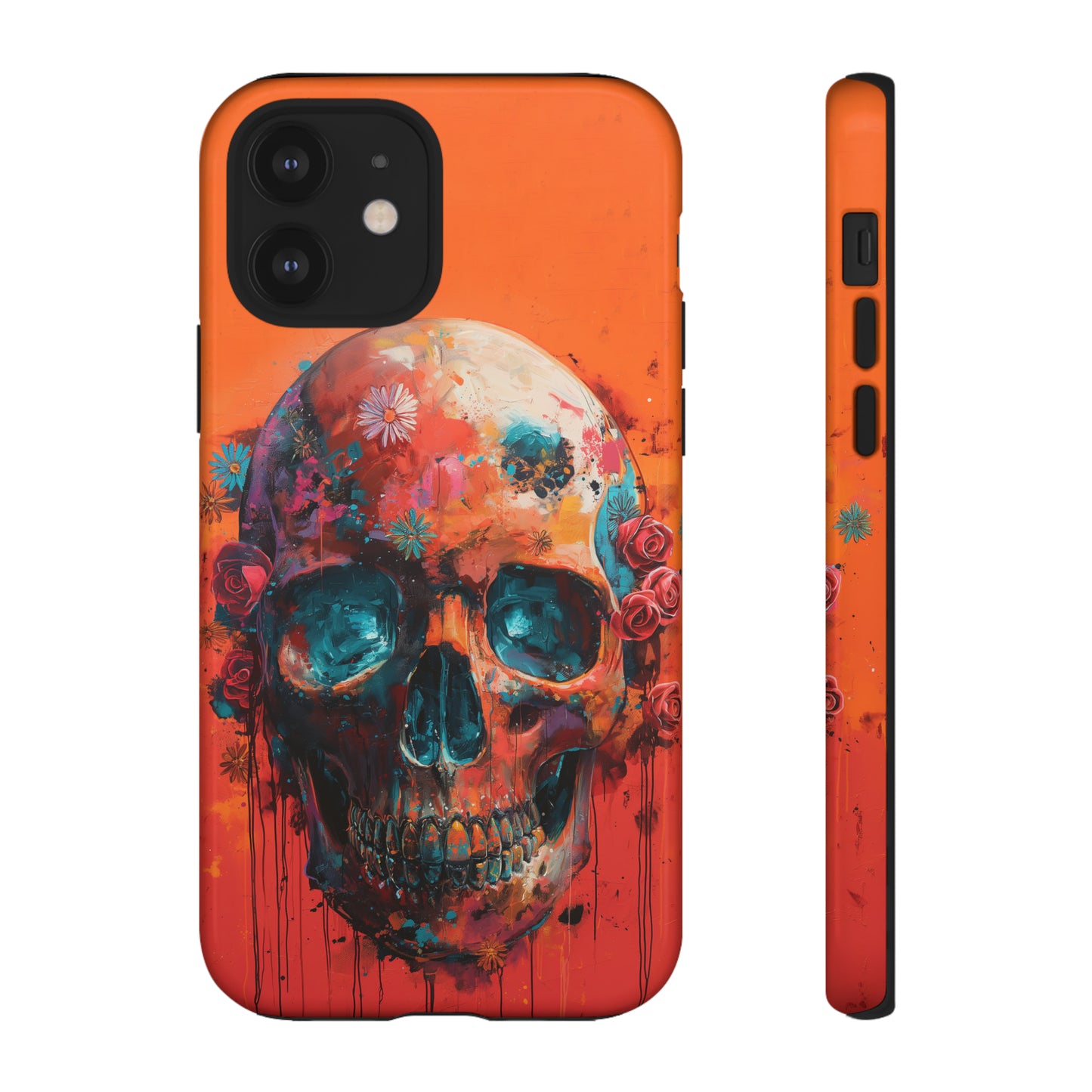 Tough Phone Case Orange Skull