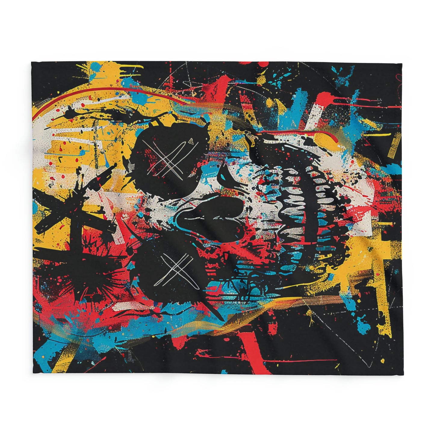 Arctic Fleece Blanket Graphic Graffiti Skull