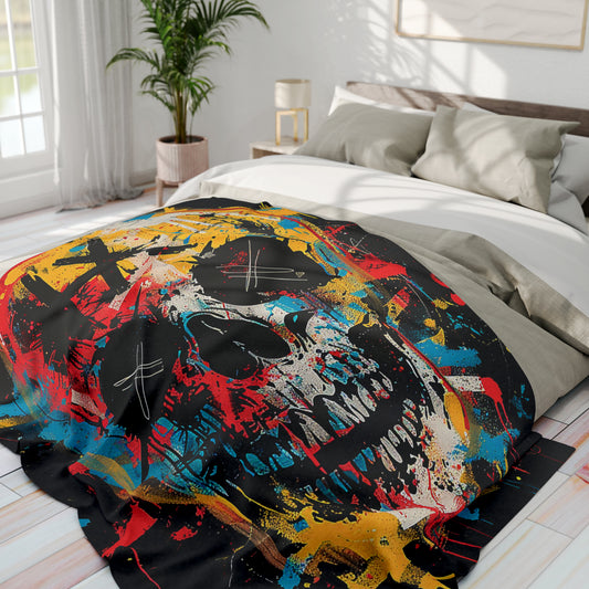 Arctic Fleece Blanket Graphic Graffiti Skull