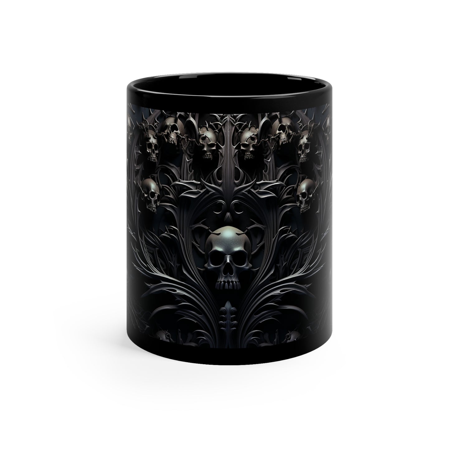 11oz Black Gothic Skull Mug