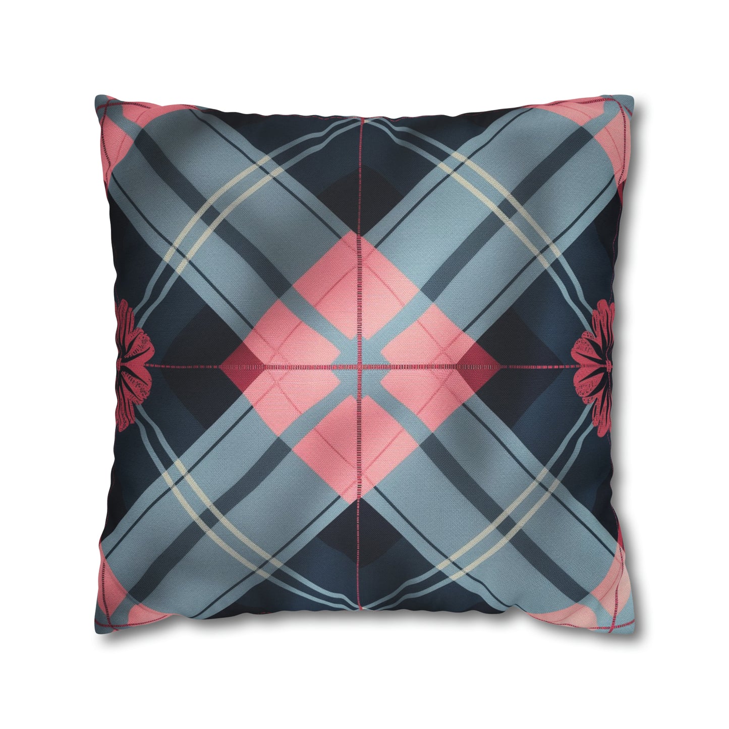 Spun Polyester Square Pillow Blue Pink