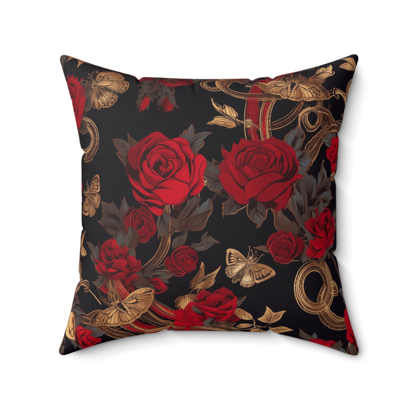 Spun Polyester Square Pillow Red Roses