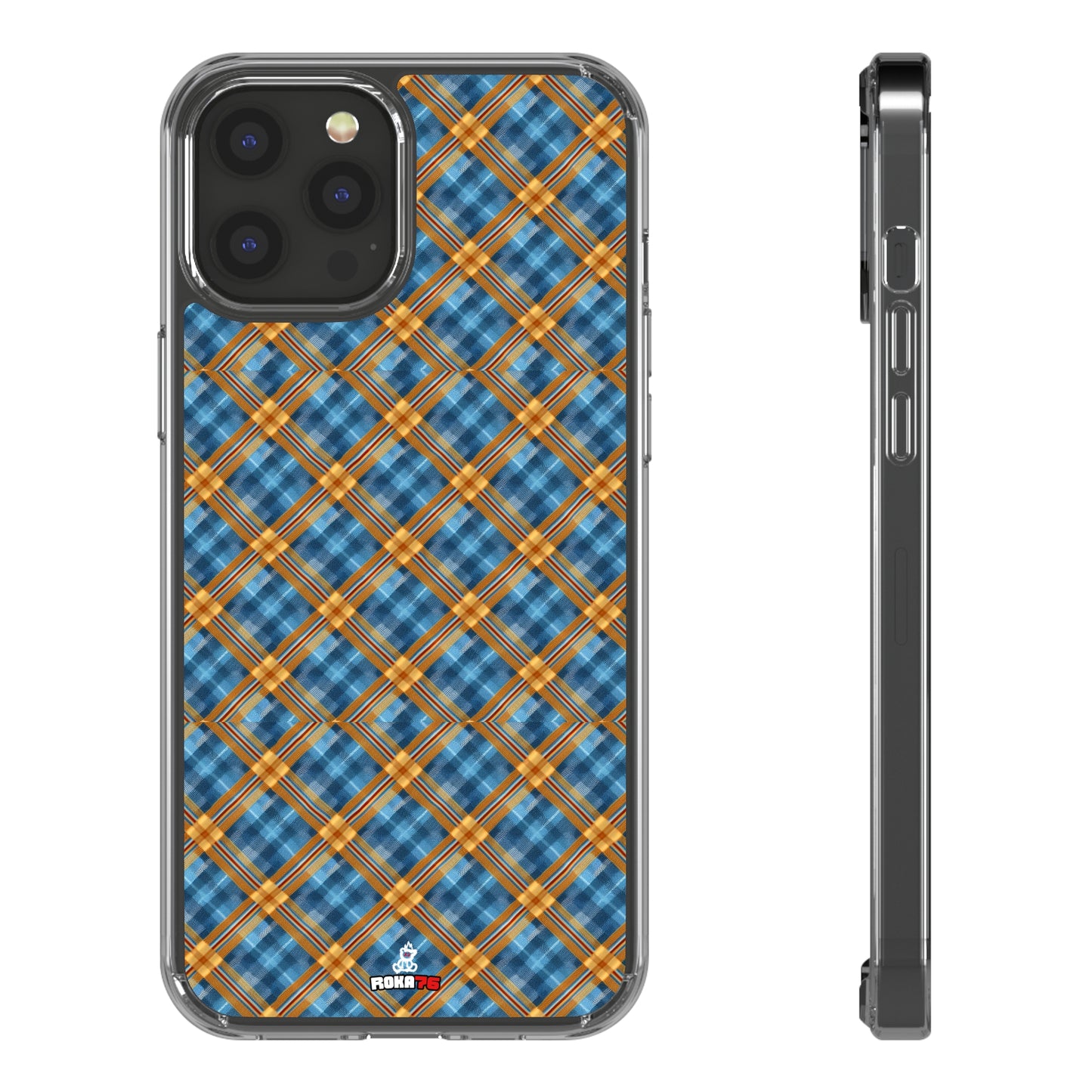 Clear Phone Cases Plaid Design