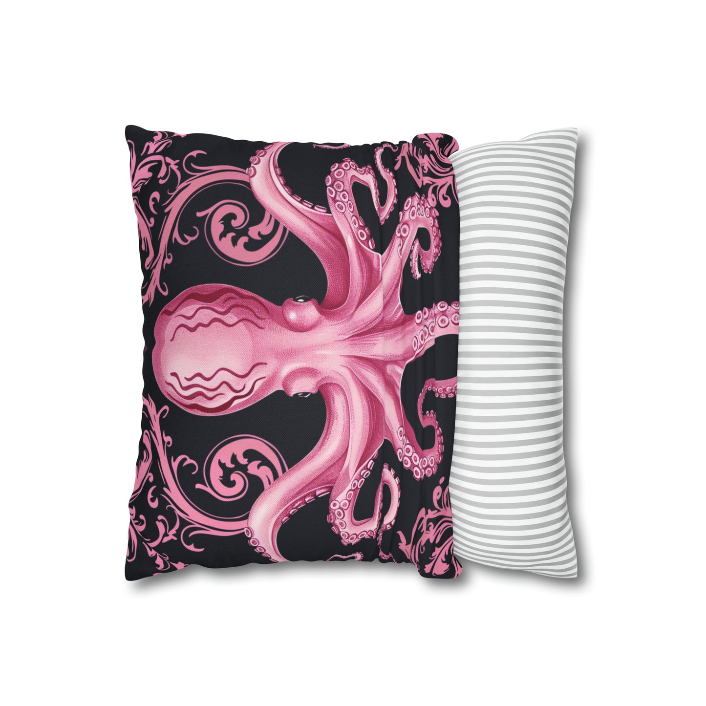 Spun Polyester Square Pillow Pink Octopus