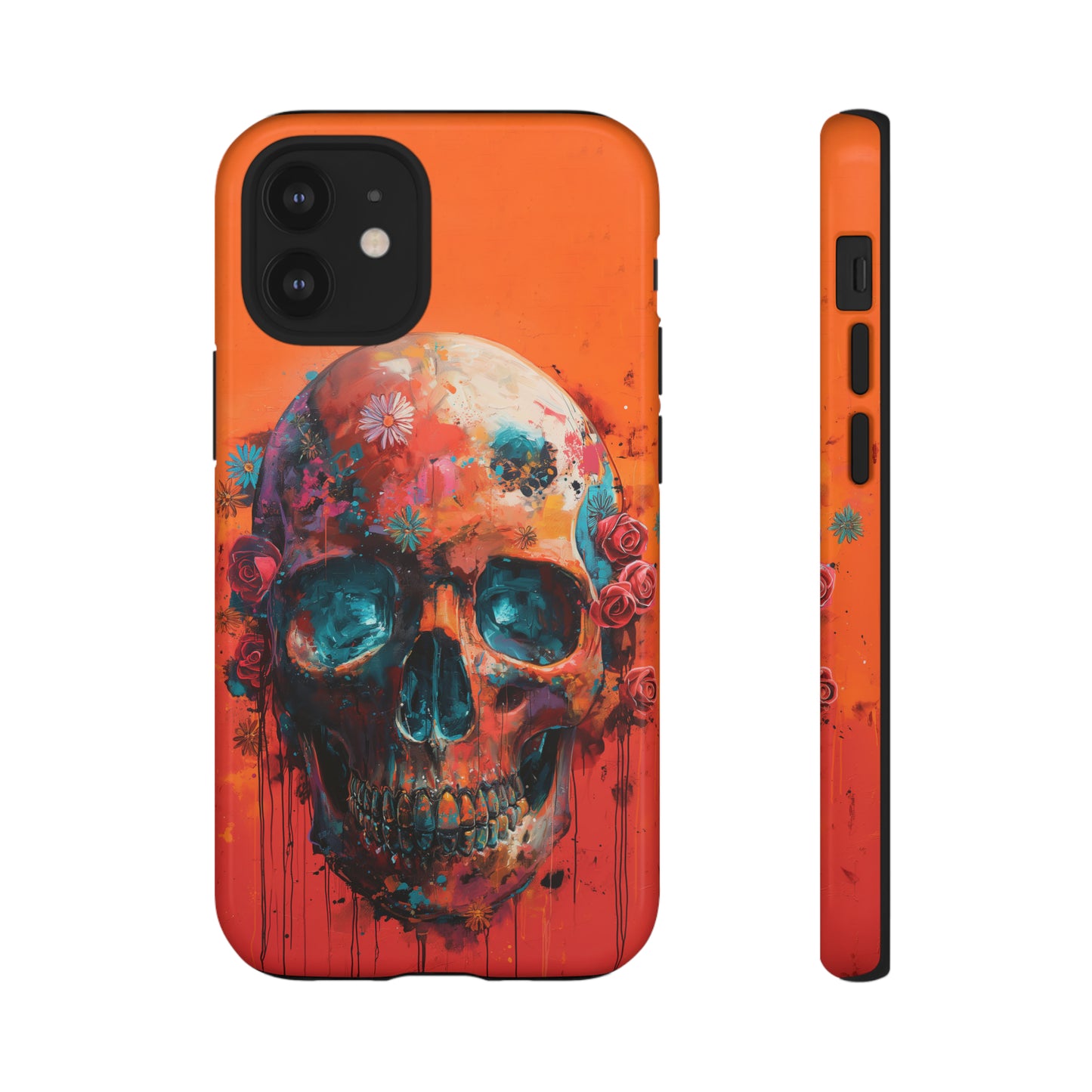 Tough Phone Case Orange Skull