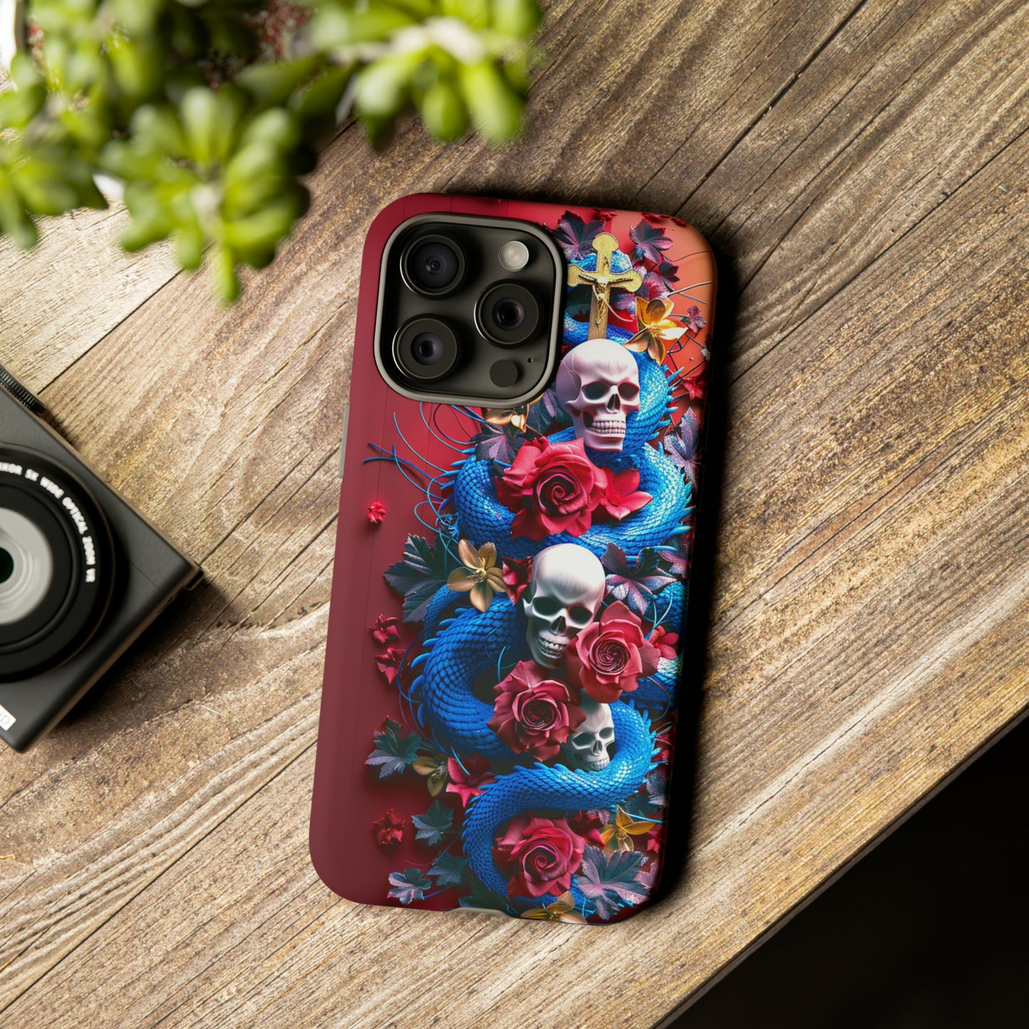 Tough Phone Case Skull and Snake