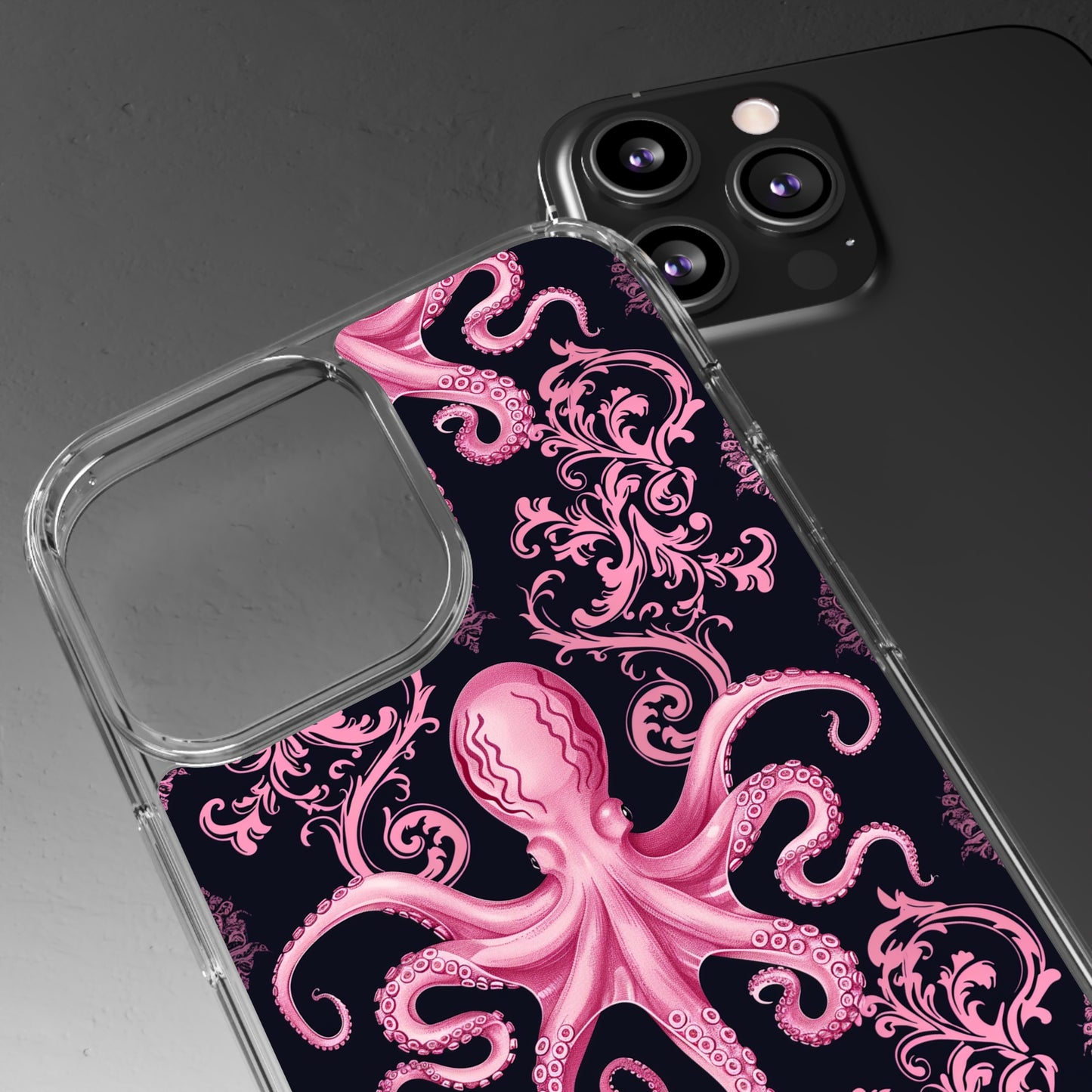 Clear Phone Cases Pink Octopus