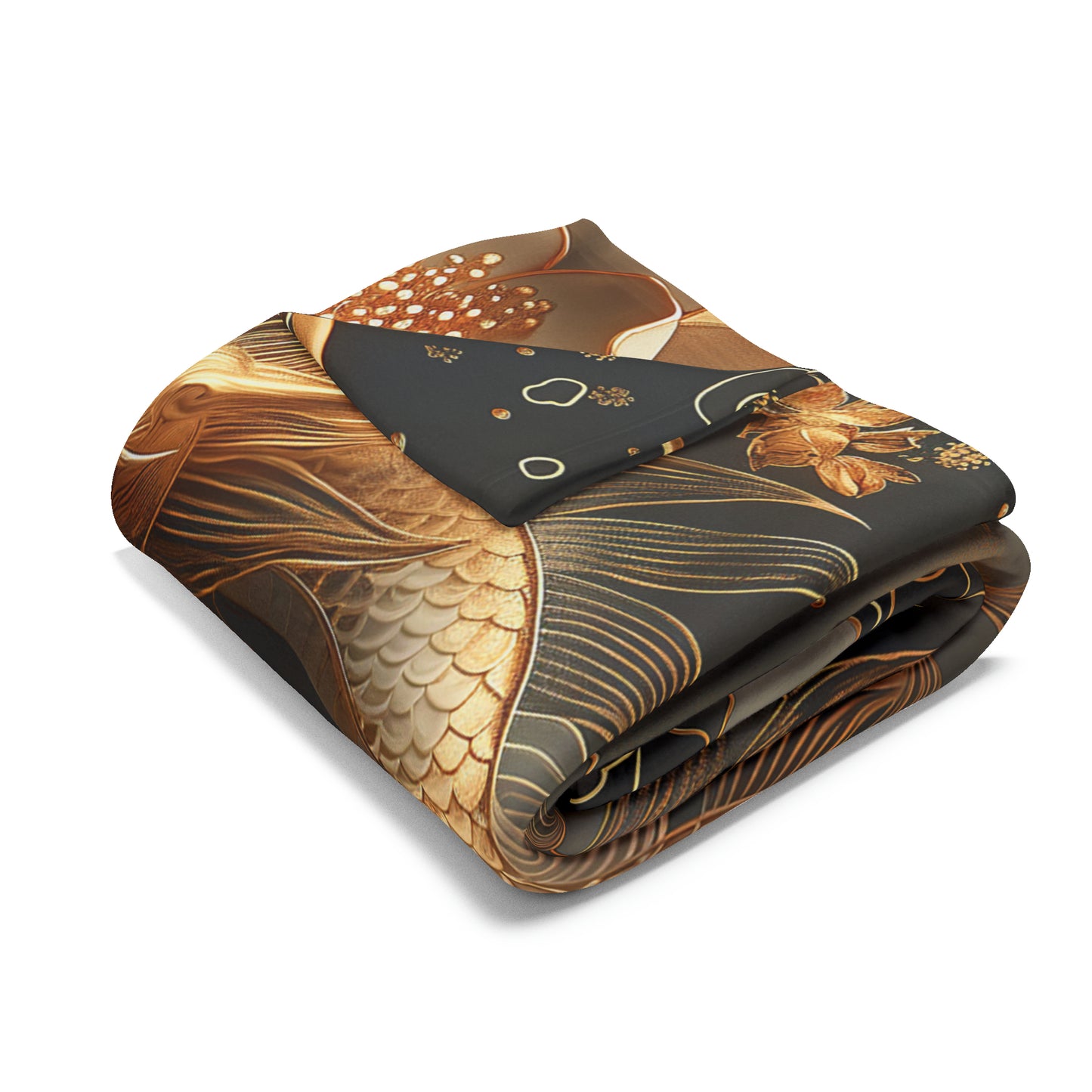 Arctic Fleece Blanket Luxurious Black and Gold Dragon