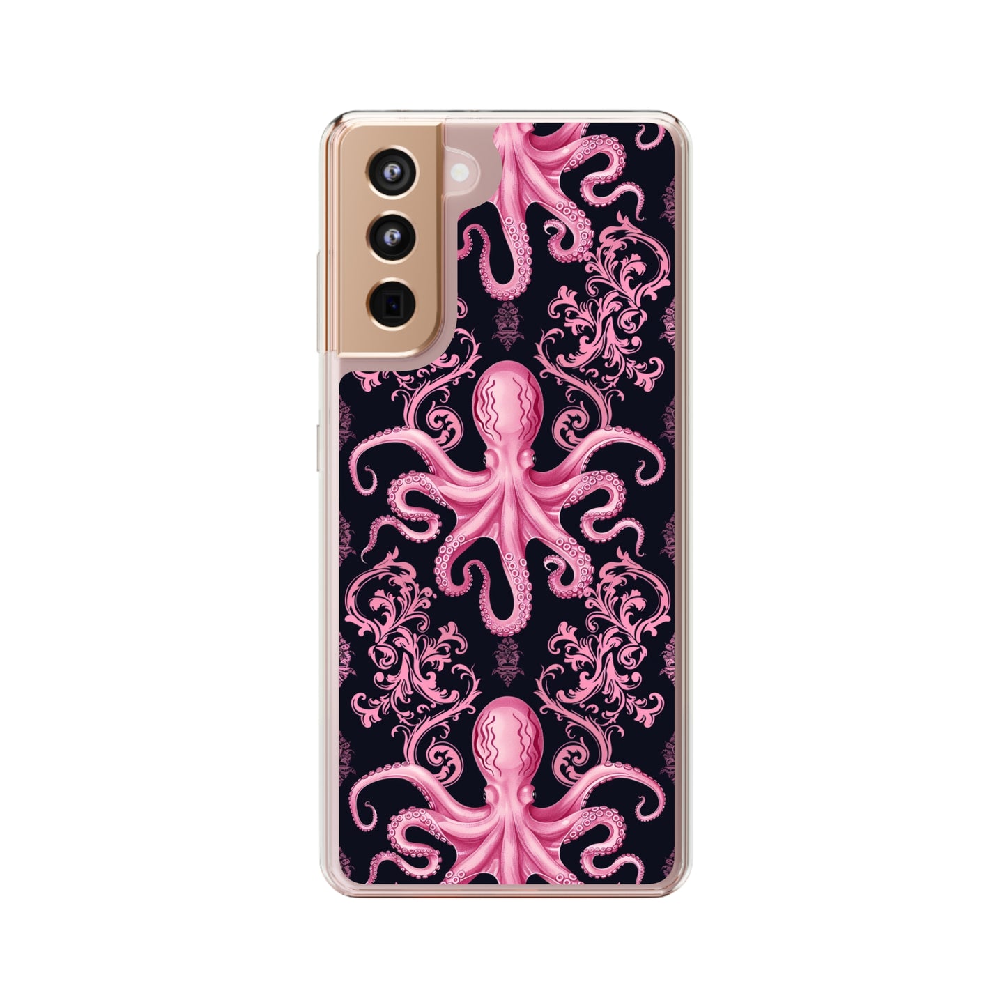 Clear Phone Cases Pink Octopus