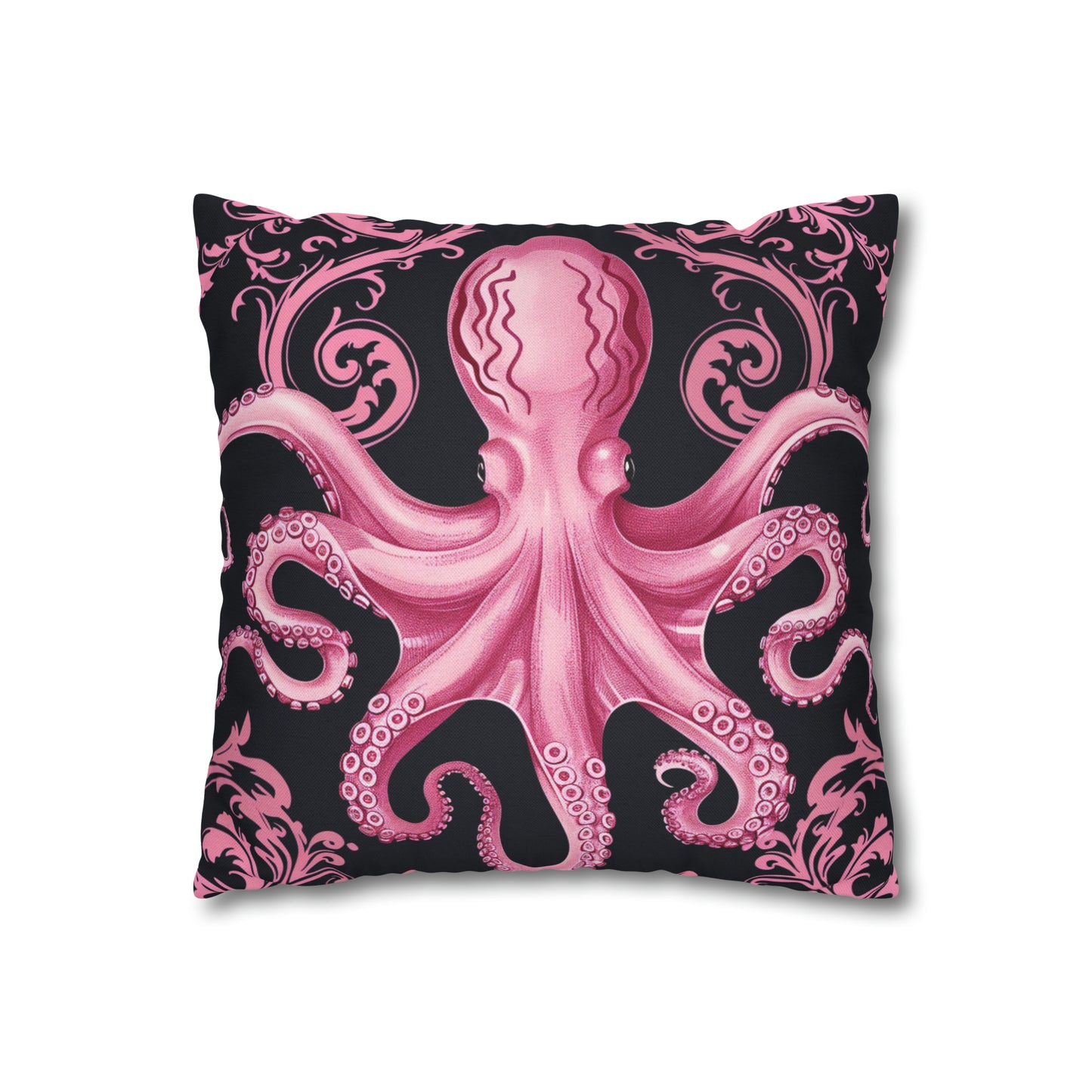 Spun Polyester Square Pillow Pink Octopus