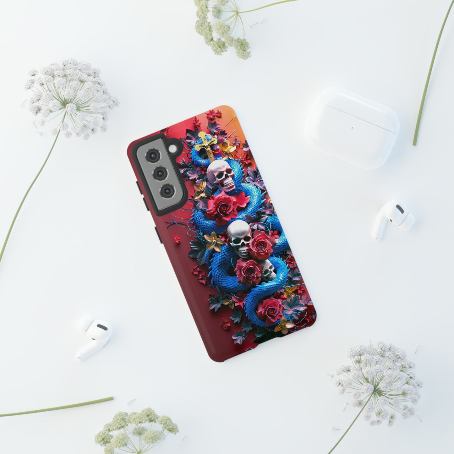 Tough Phone Case Skull and Snake