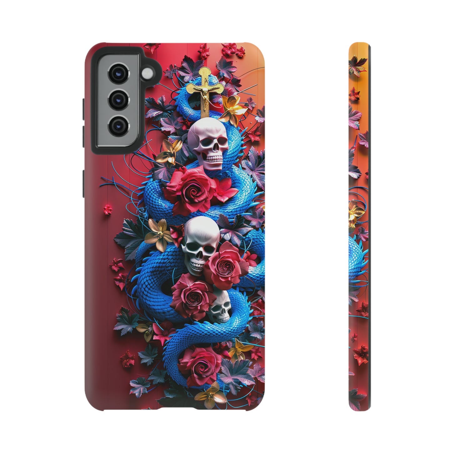 Tough Phone Case Skull and Snake