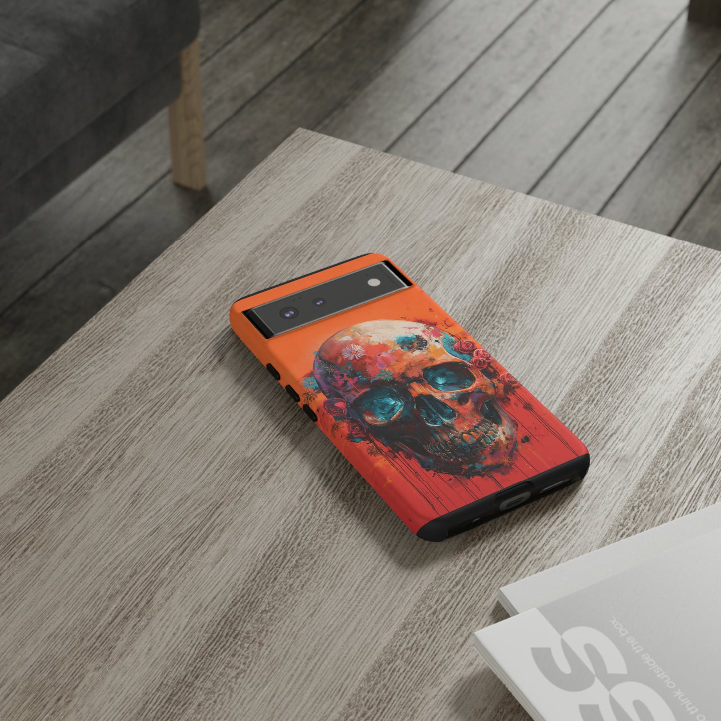 Tough Phone Case Orange Skull