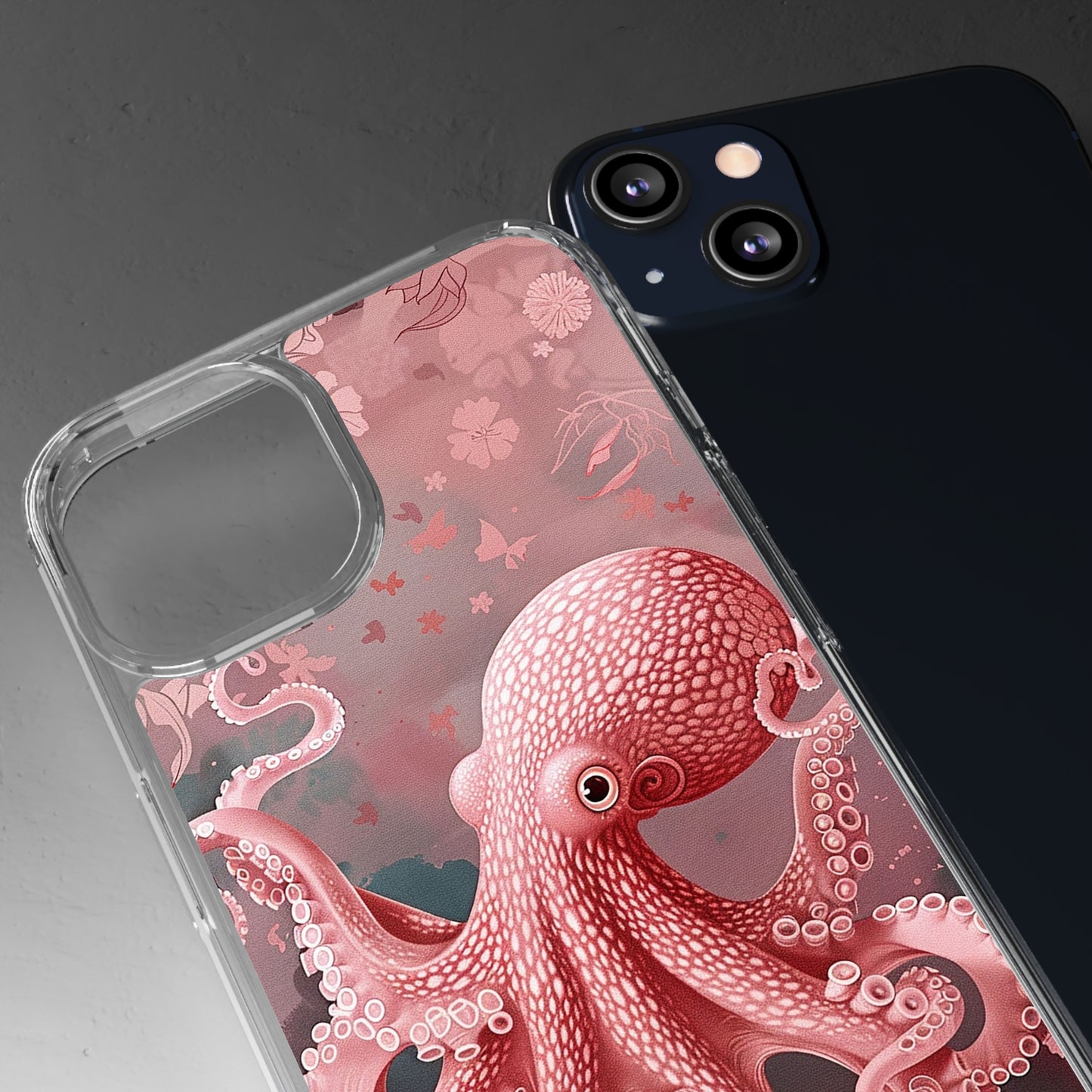 Clear Phone Cases Pink Octopus