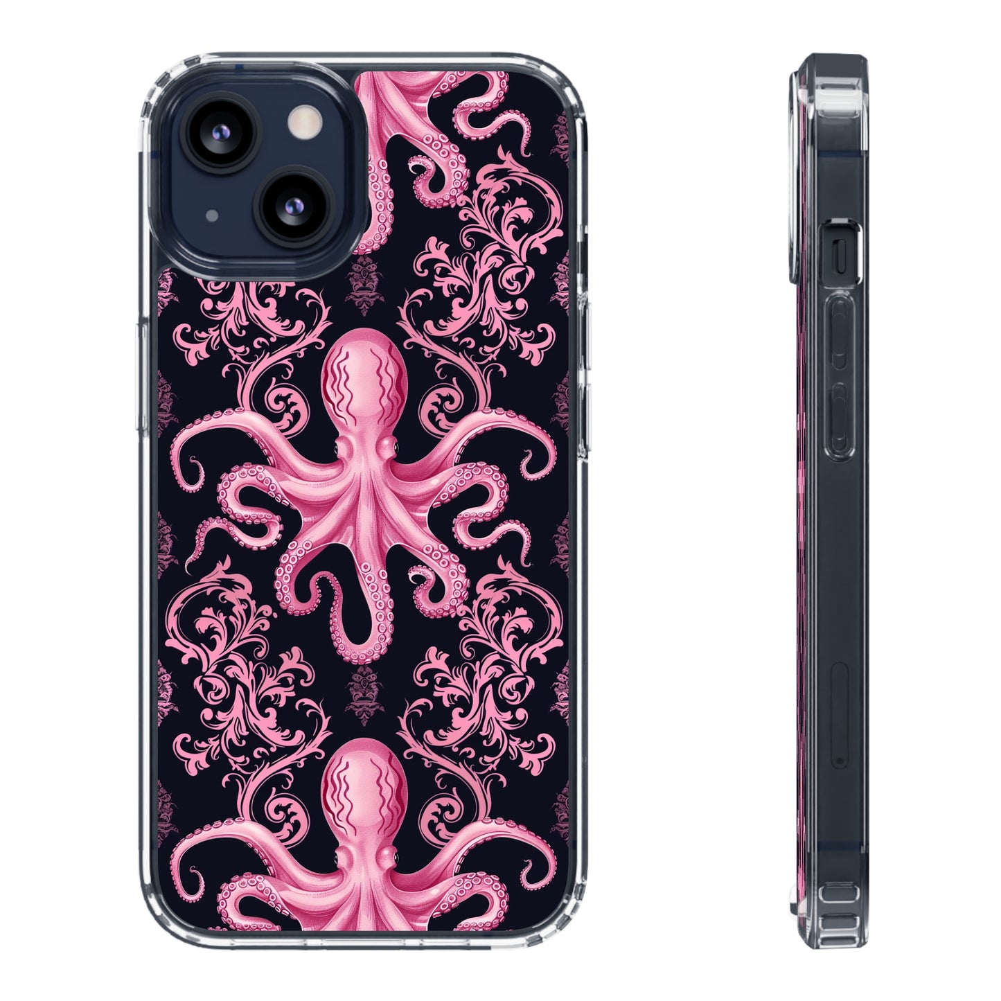 Clear Phone Cases Pink Octopus