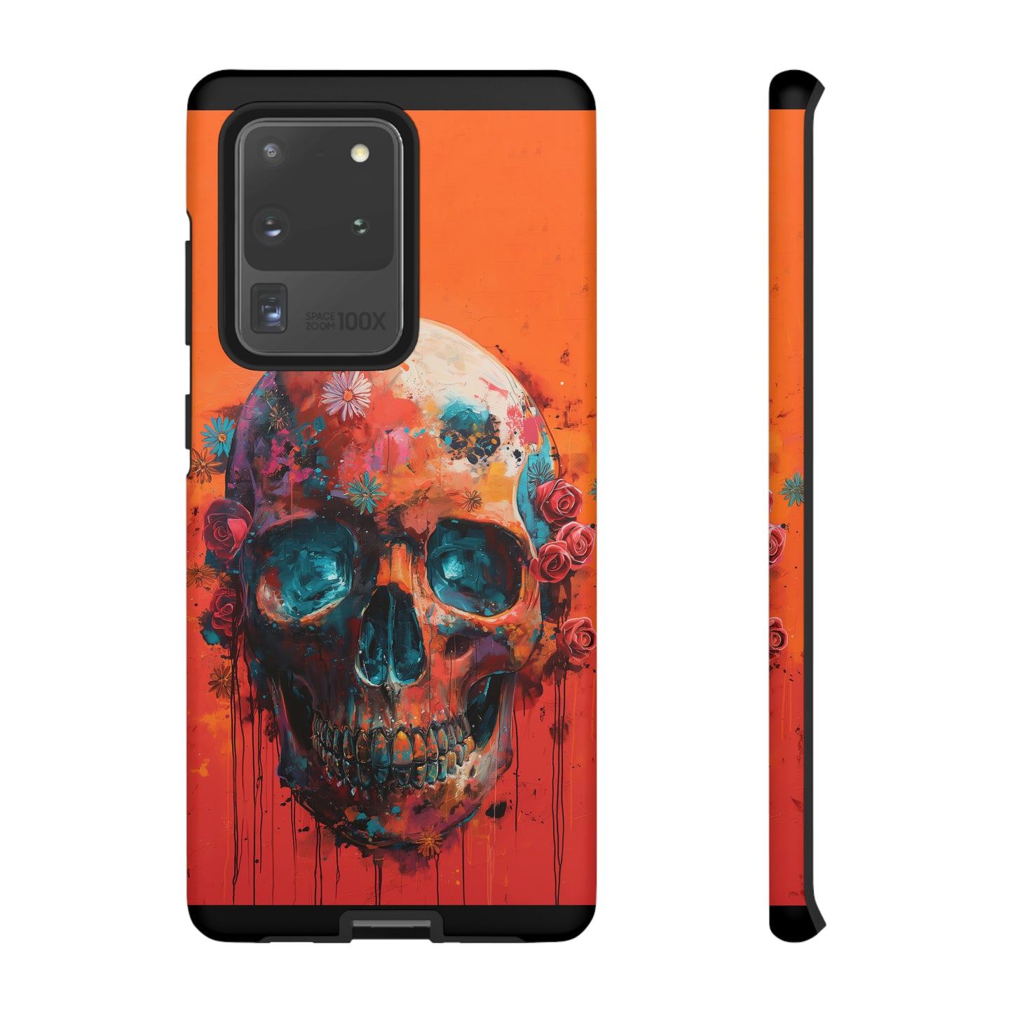 Tough Phone Case Orange Skull