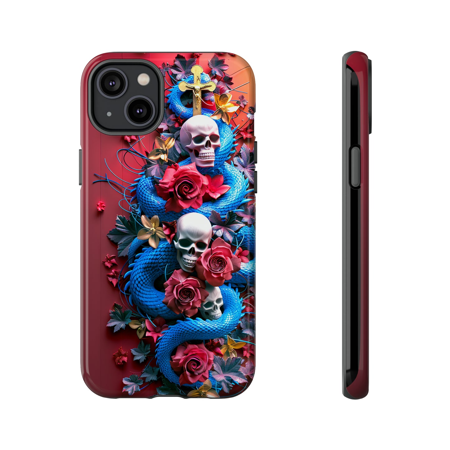 Tough Phone Case Skull and Snake