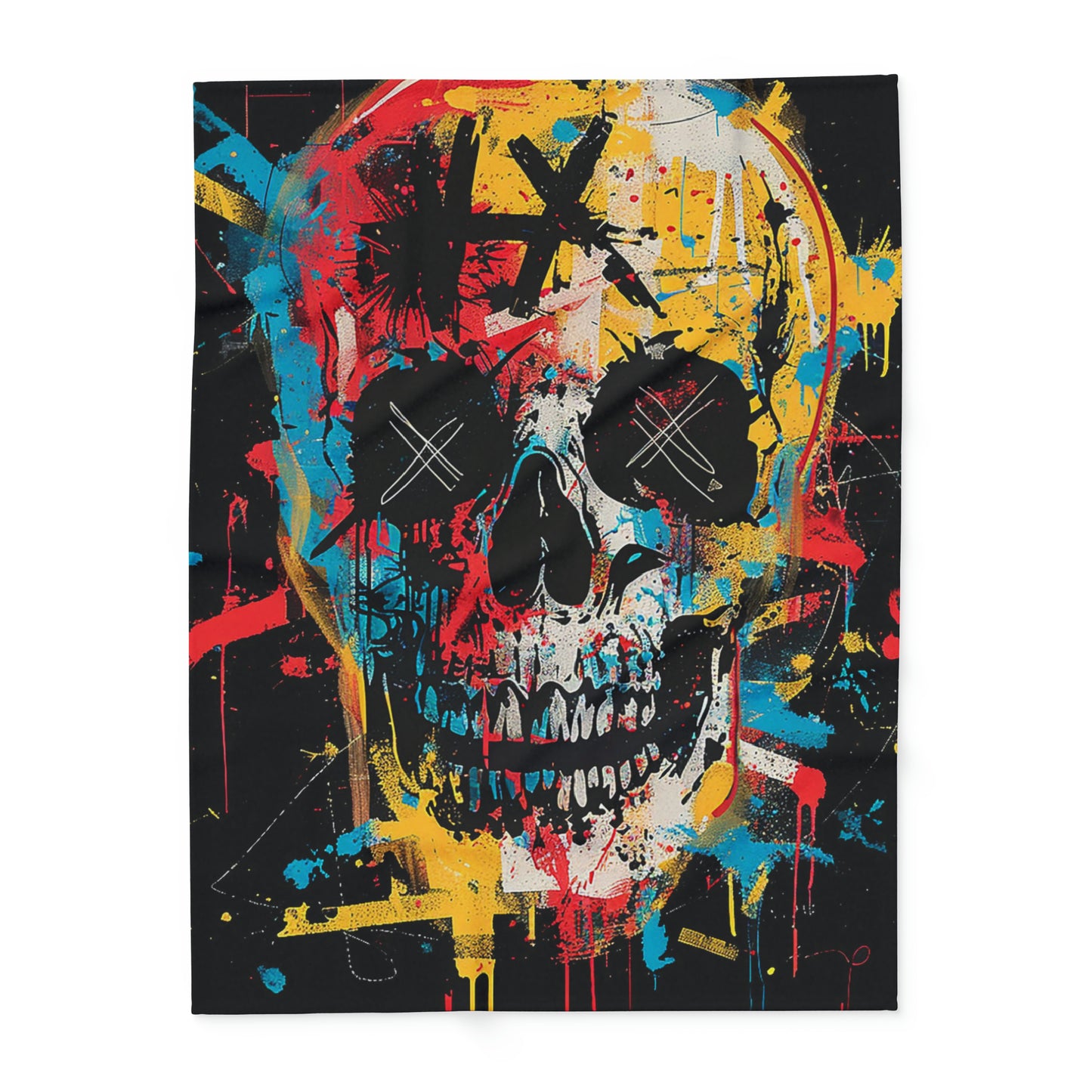 Arctic Fleece Blanket Graphic Graffiti Skull