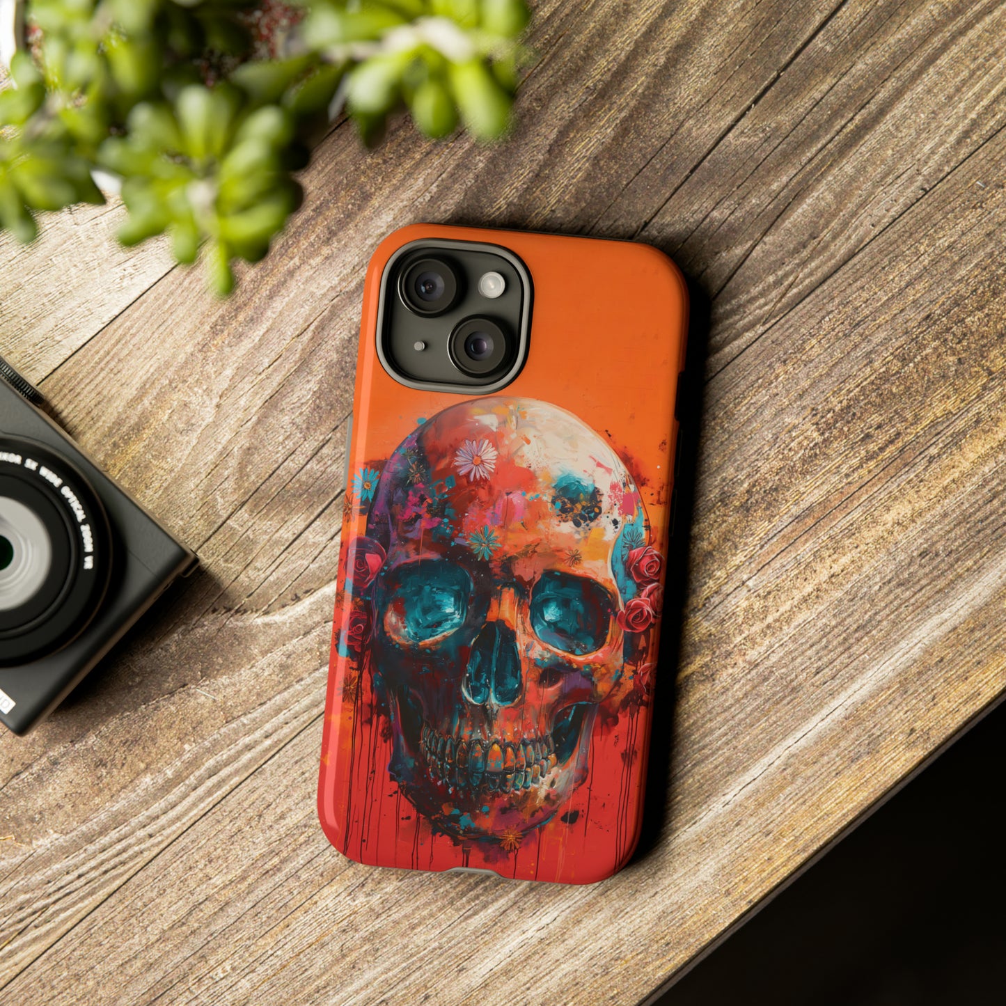 Tough Phone Case Orange Skull