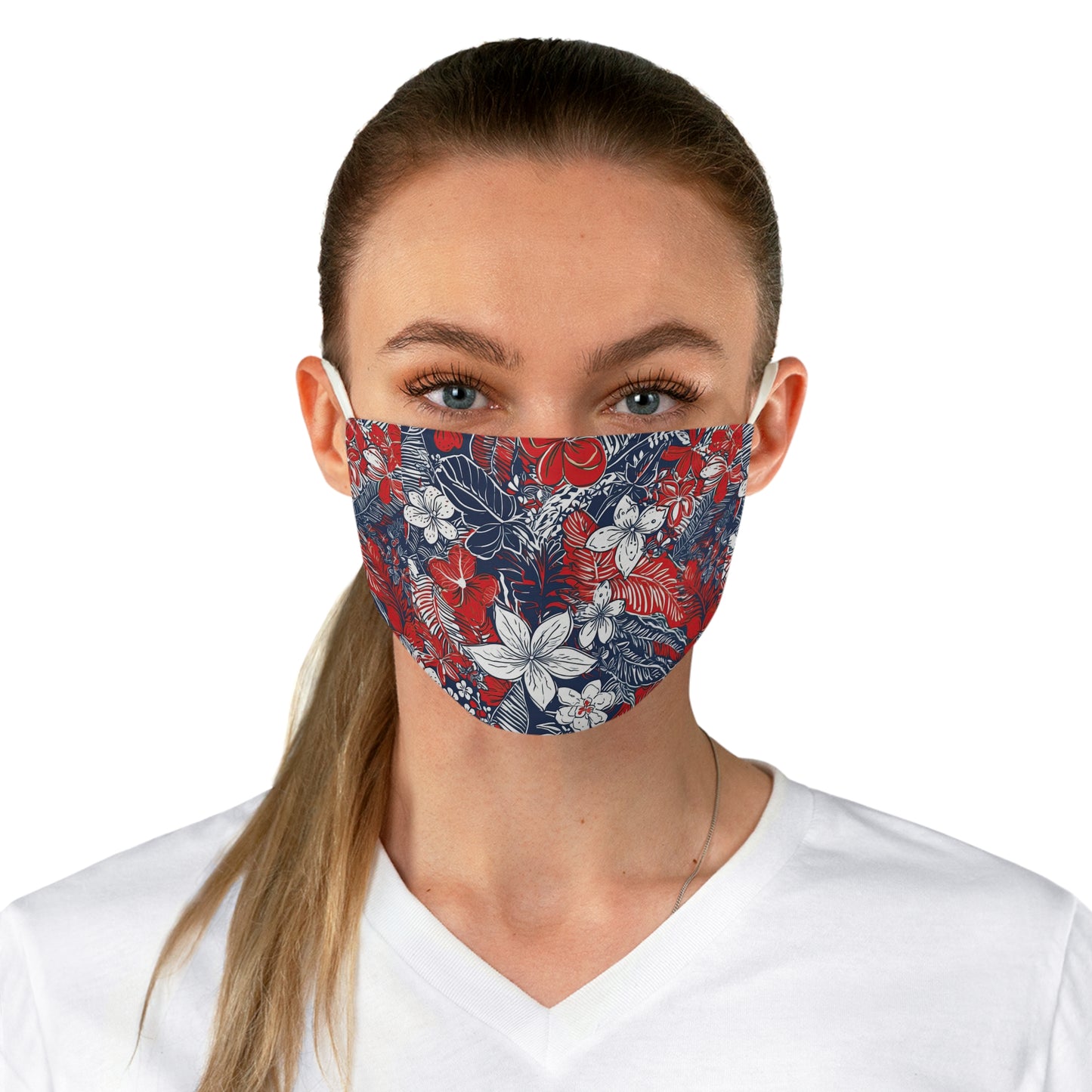 Fabric Face Mask Red White and Blue Design