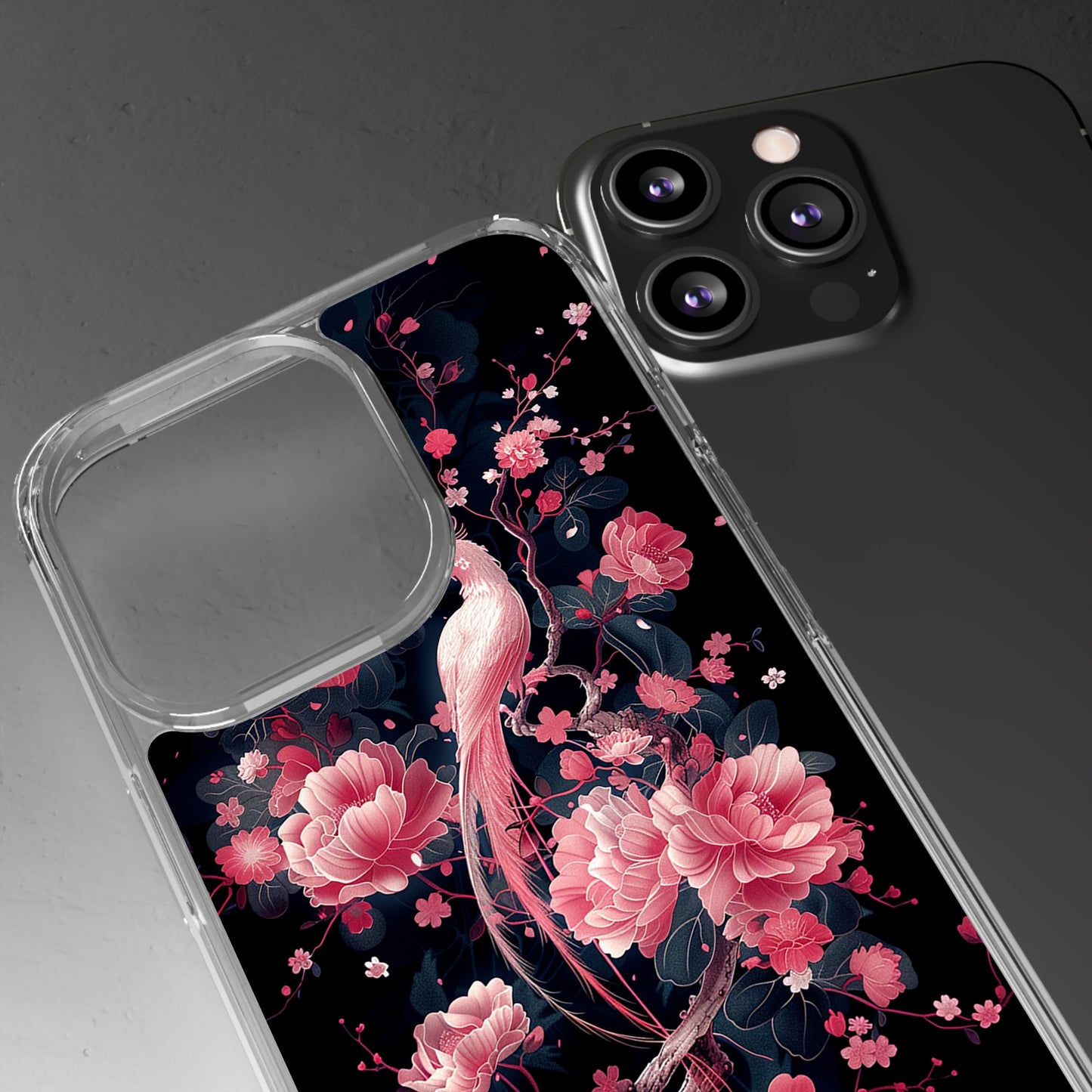 Clear Phone Cases Graphic Pink Bird