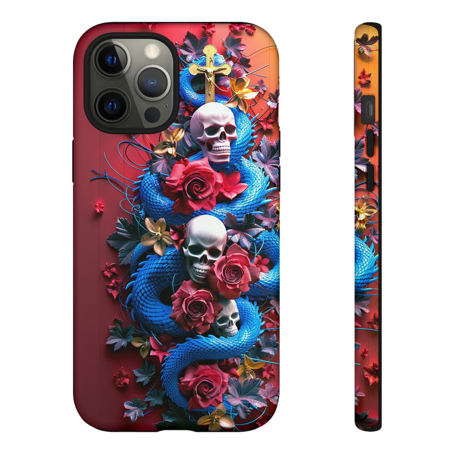 Tough Phone Case Skull and Snake