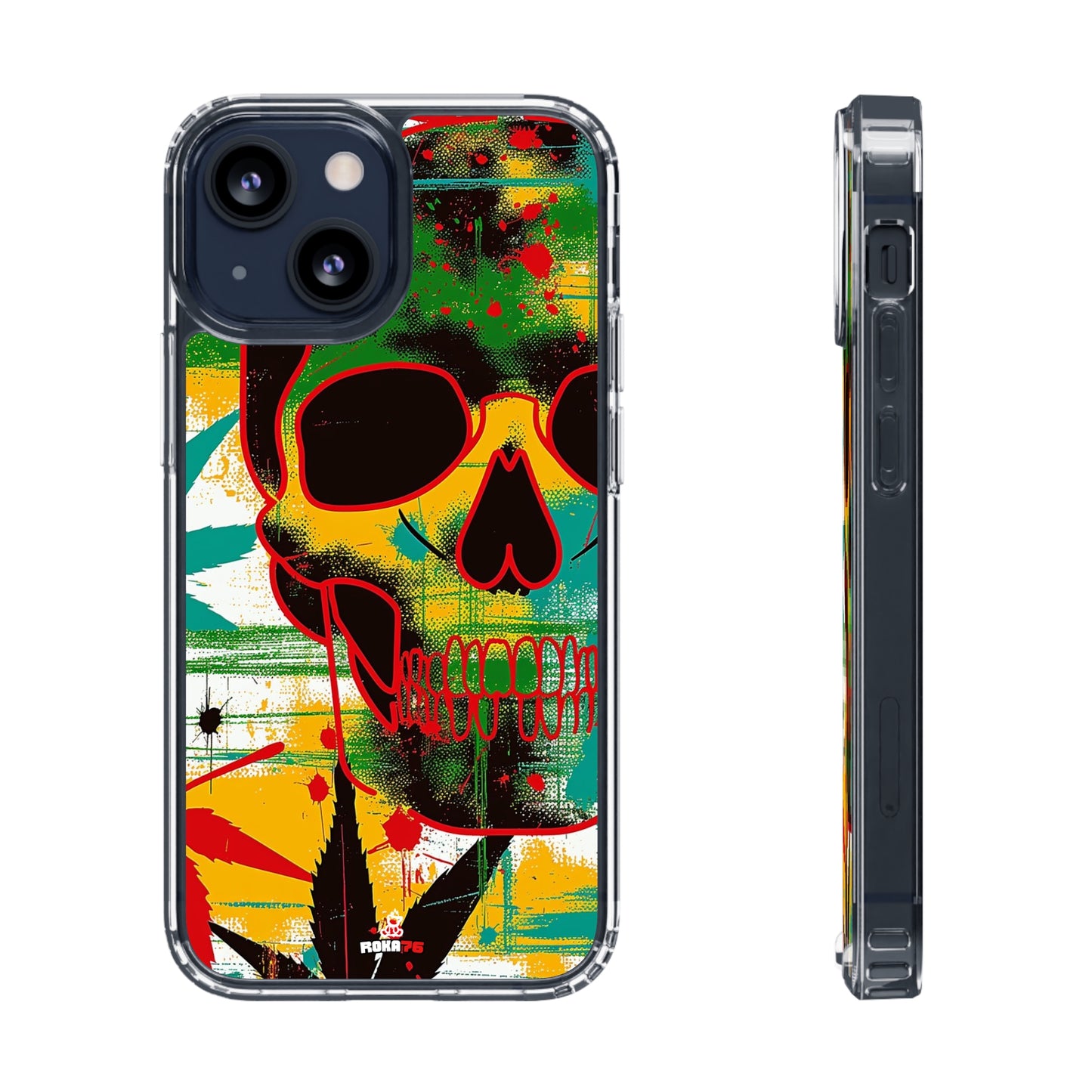 Clear Phone Cases Graphic Skull Cannabis