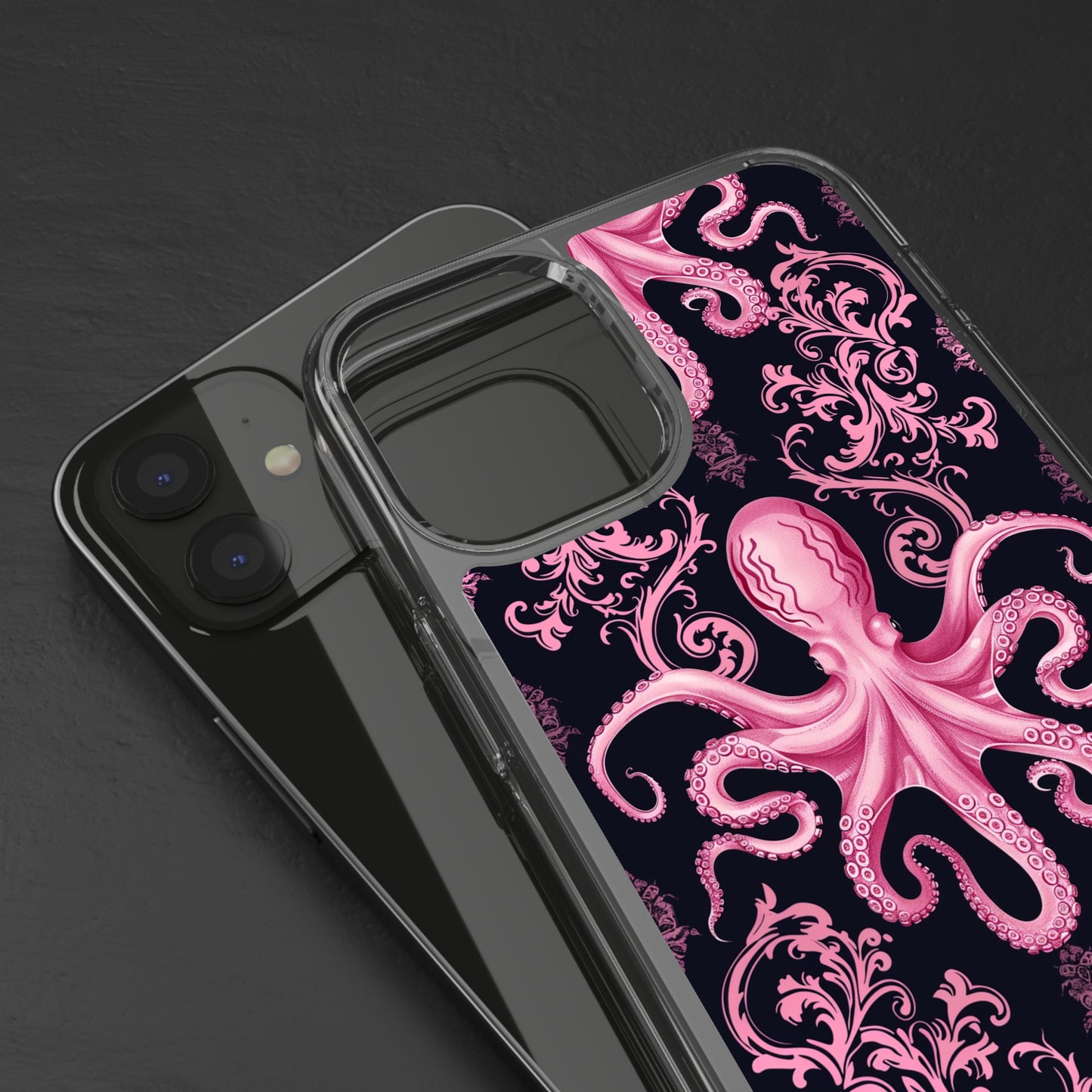 Clear Phone Cases Pink Octopus