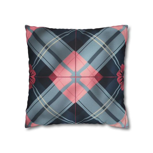 Spun Polyester Square Pillow Blue Pink