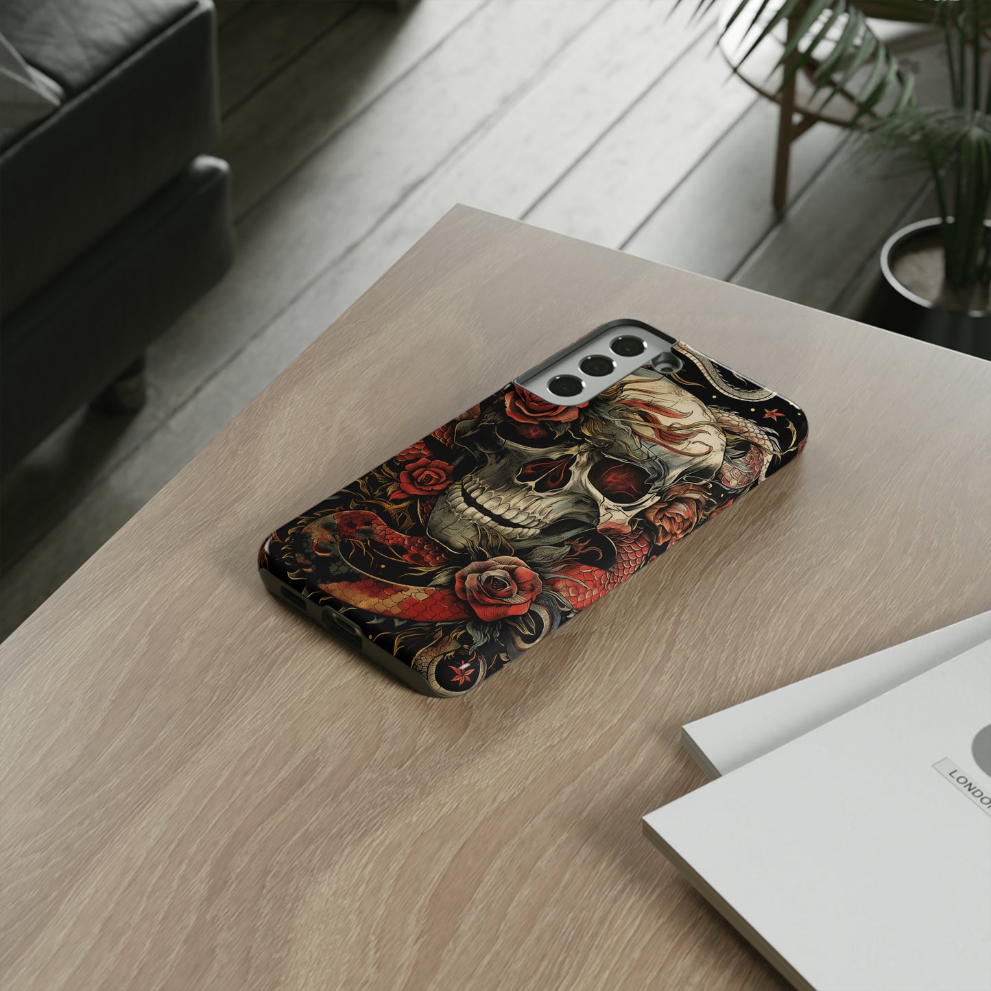 Tough Phone Case Skull and Rose 02