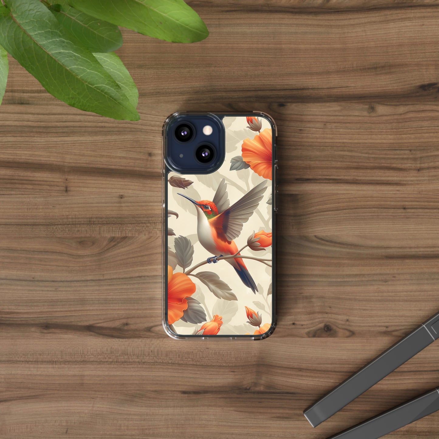 Clear Phone Cases Pastel Flowers Hummingbird