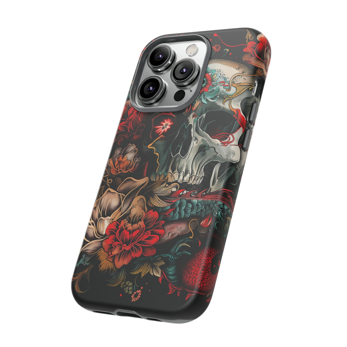 Tough Phone Case Skull and Rose