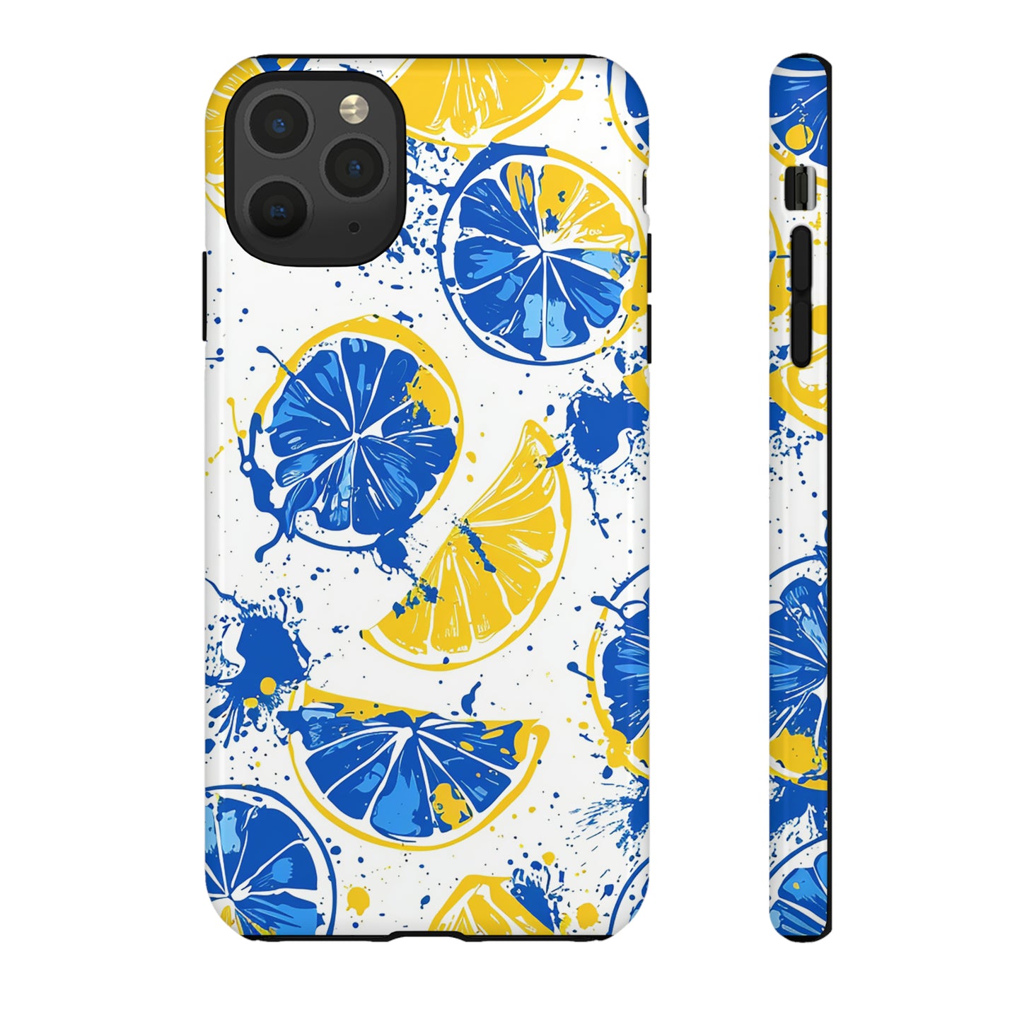 Tough Phone Case Lemon Blue and Yellow