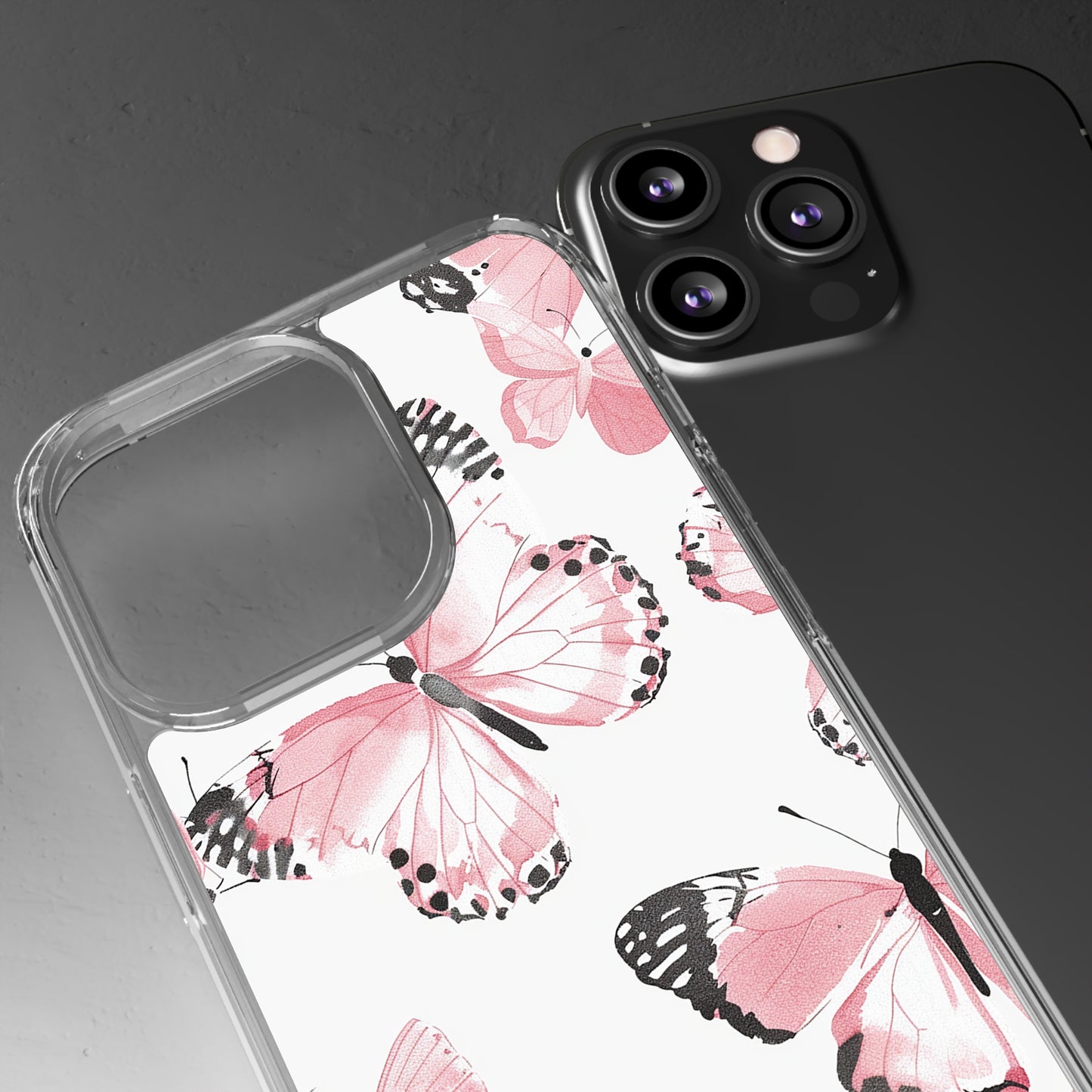 Clear Phone Cases Pink Butterfly