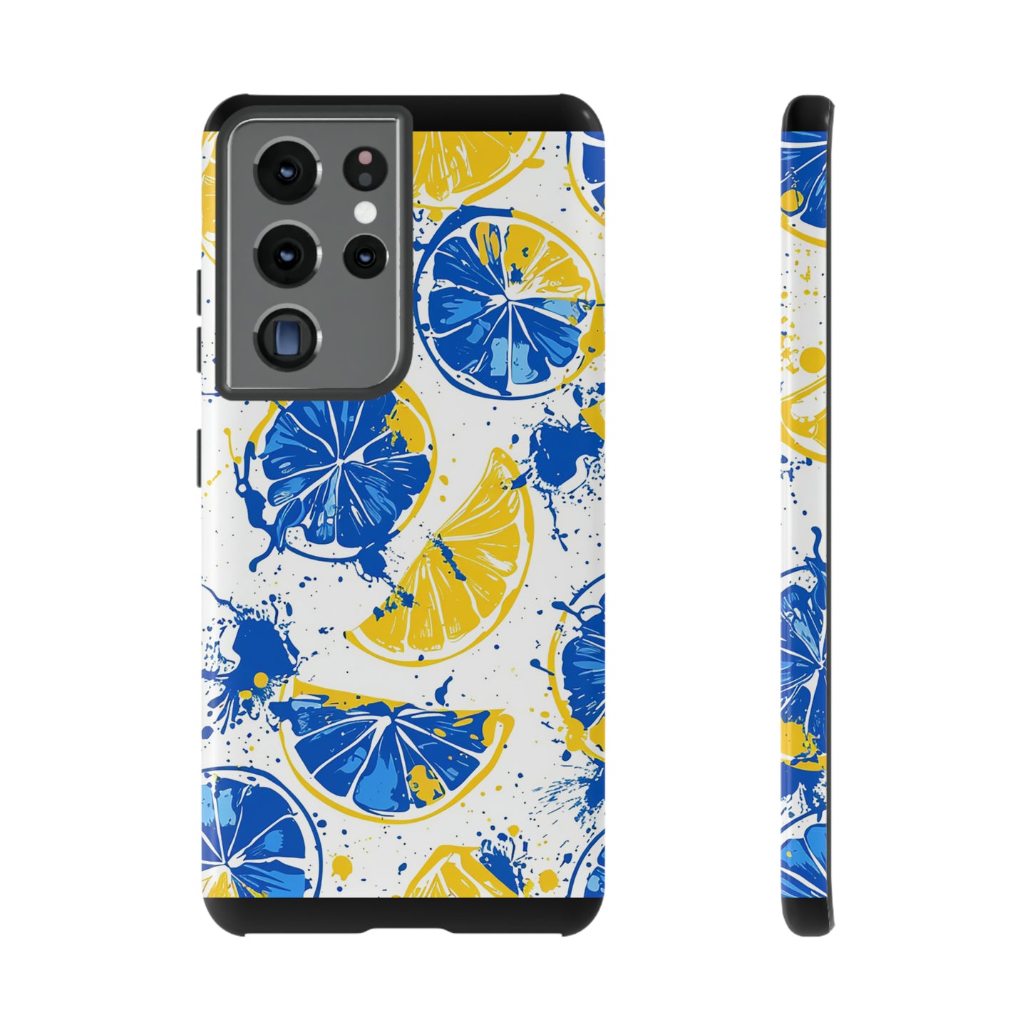 Tough Phone Case Lemon Blue and Yellow