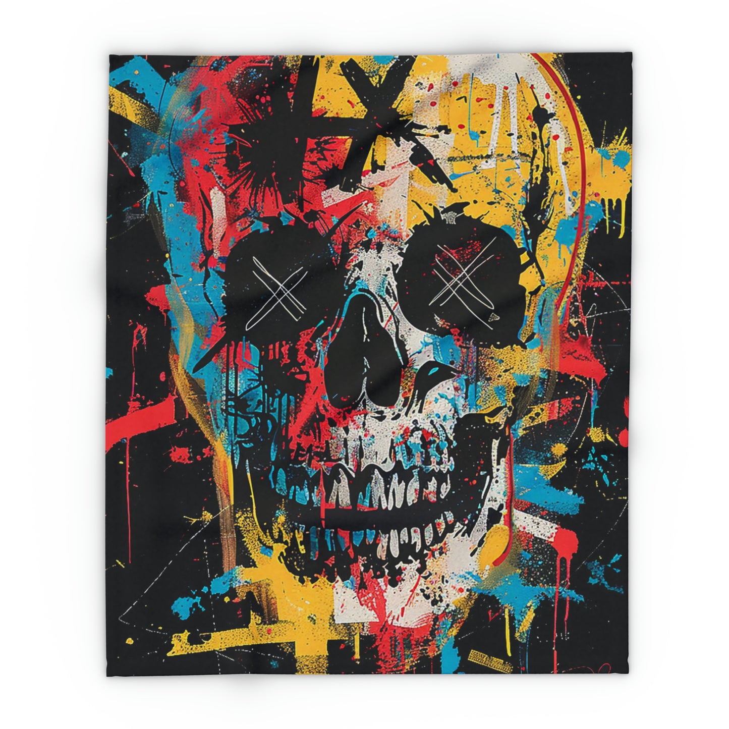 Arctic Fleece Blanket Graphic Graffiti Skull