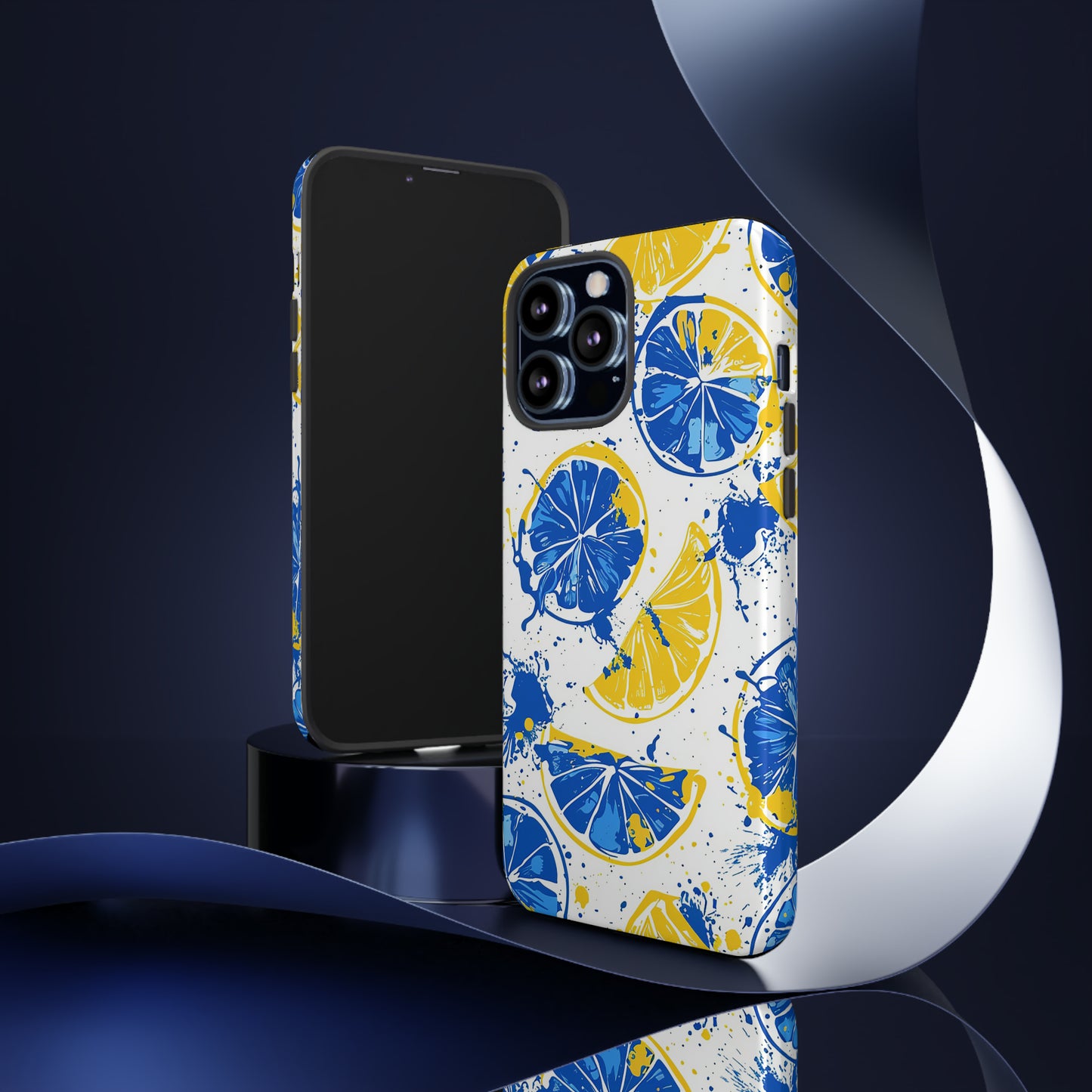 Tough Phone Case Lemon Blue and Yellow