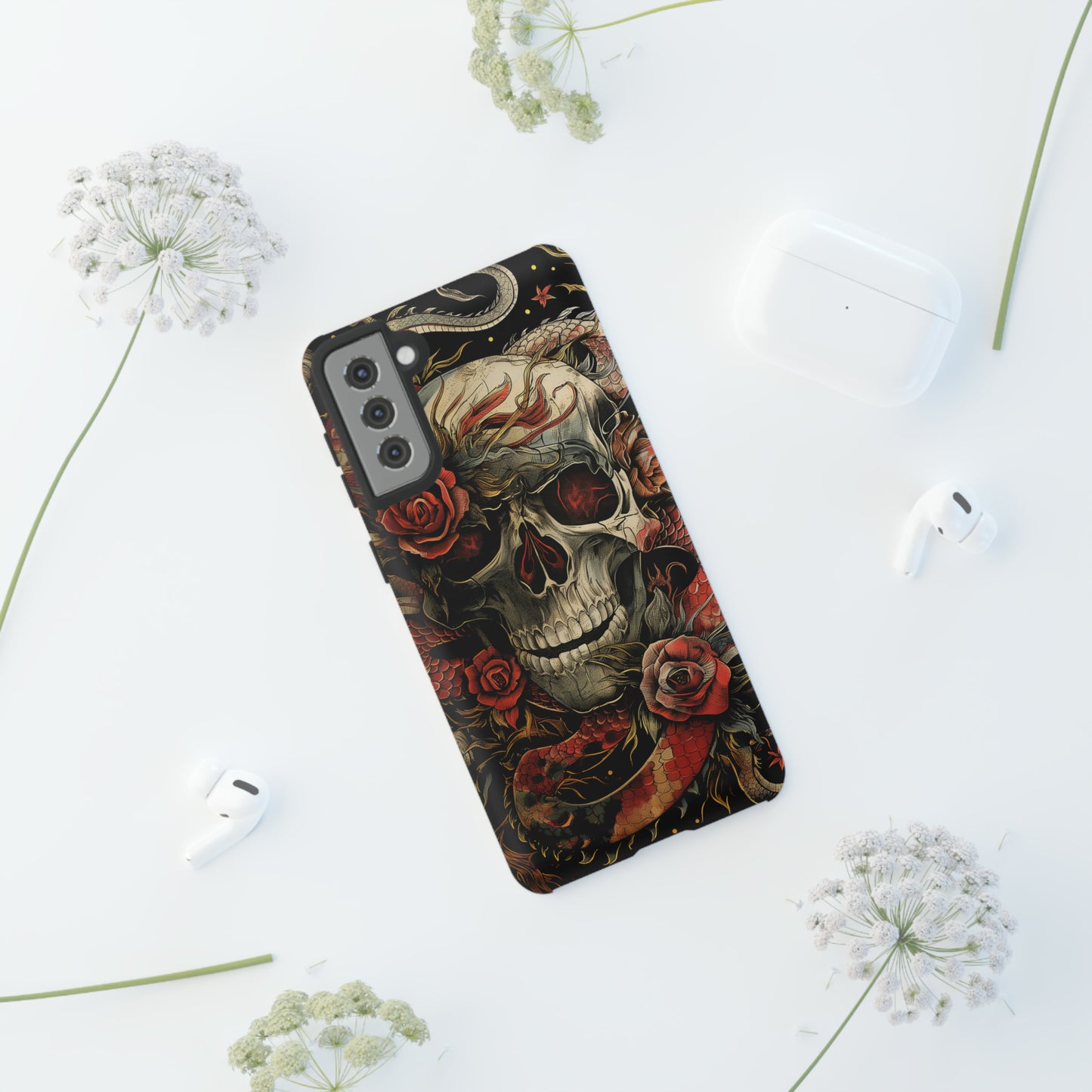 Tough Phone Case Skull and Rose 02