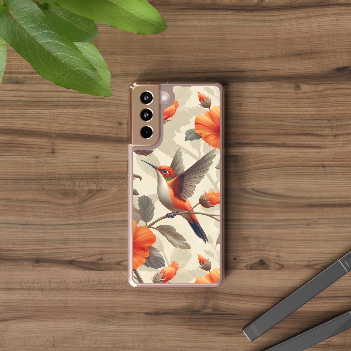 Clear Phone Cases Pastel Flowers Hummingbird