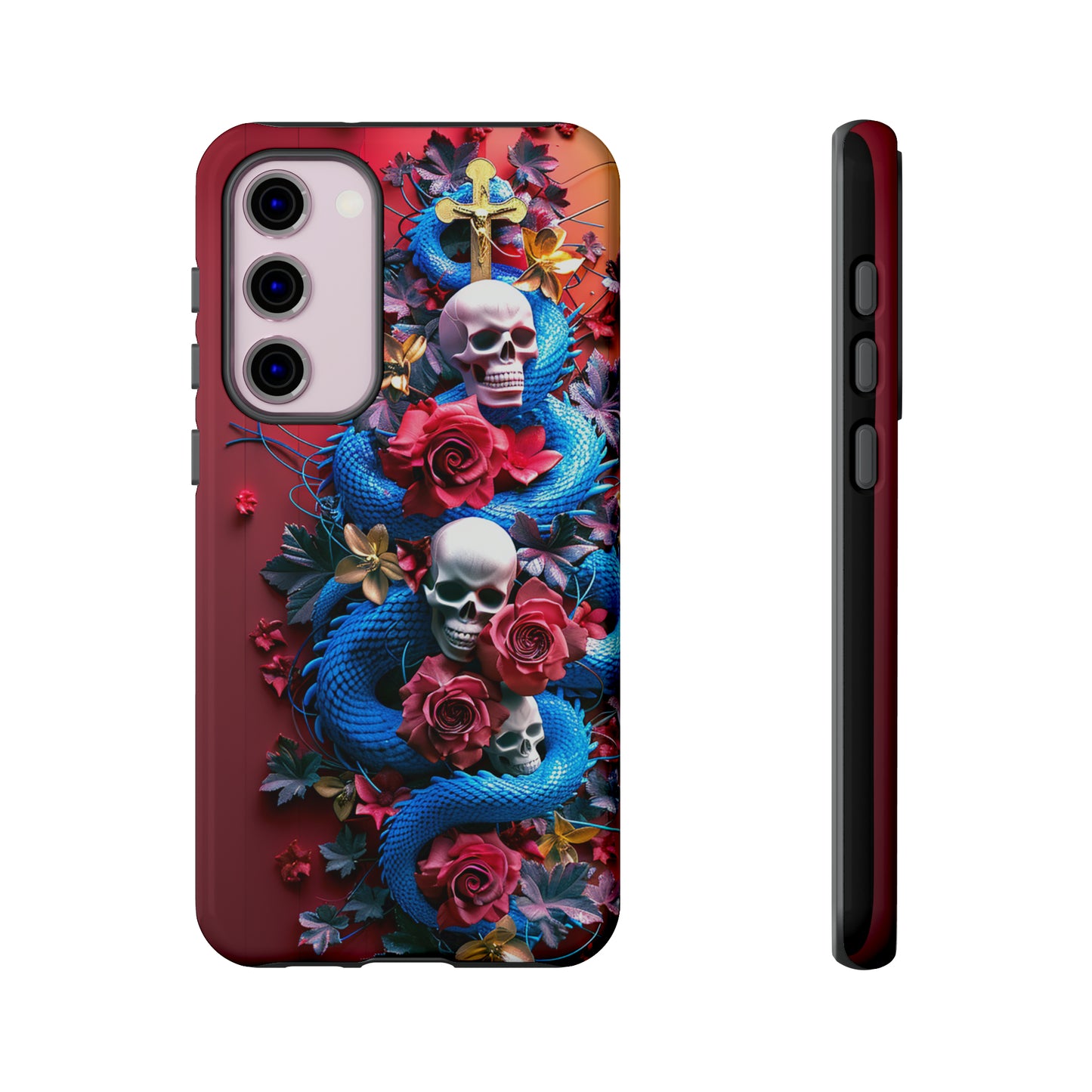 Tough Phone Case Skull and Snake