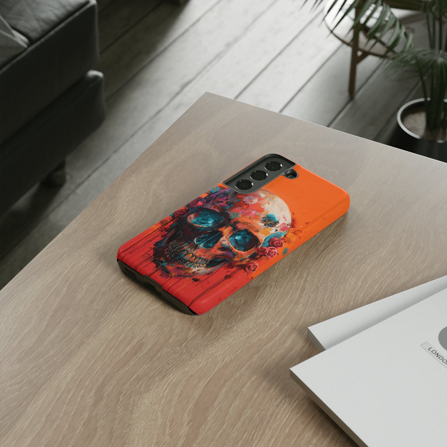 Tough Phone Case Orange Skull